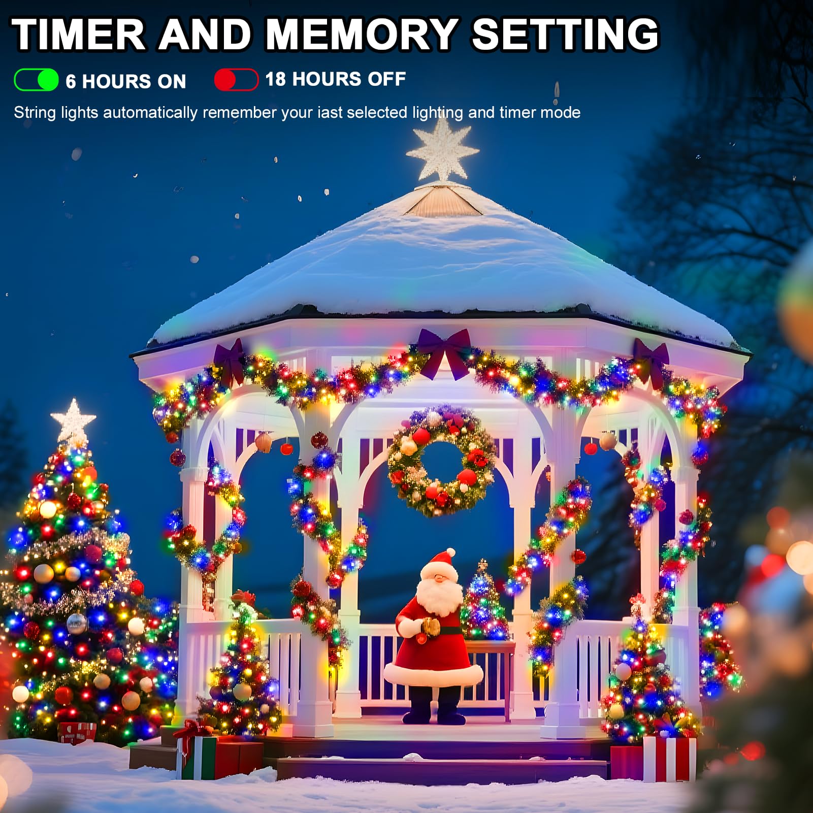 JDGJYDS LED String Lights 124FT 380LED Multicolor Waterproof 8 Modes & Timer for Indoor Outdoor Use, Model SG-SBDE01
