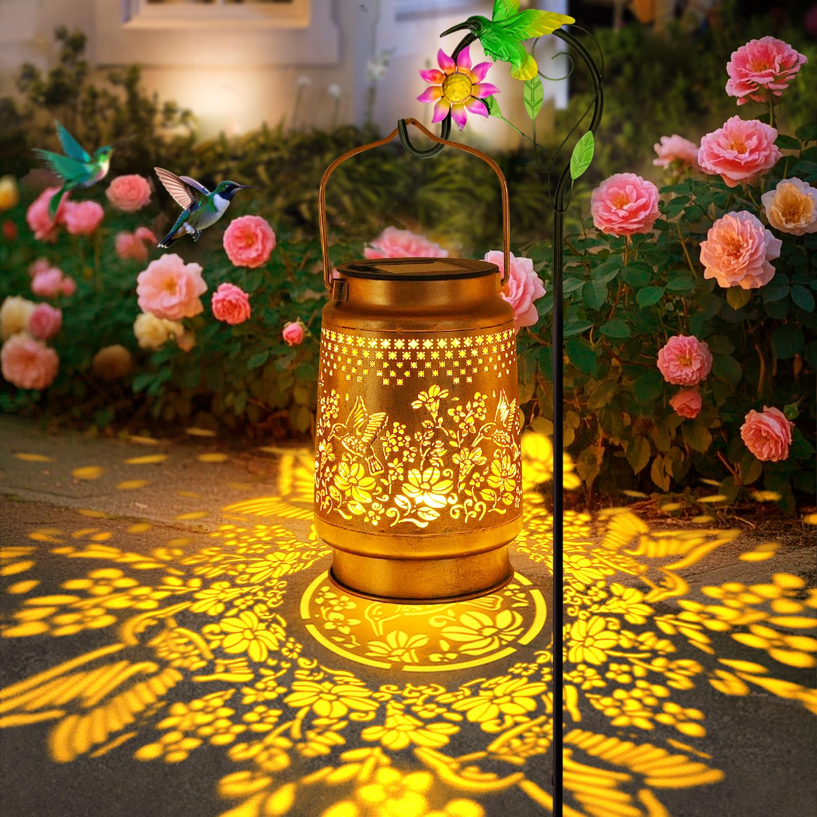 Stadeco Solar Lantern, Hummingbird Garden Decor, Waterproof, 1 Pack, Bronze