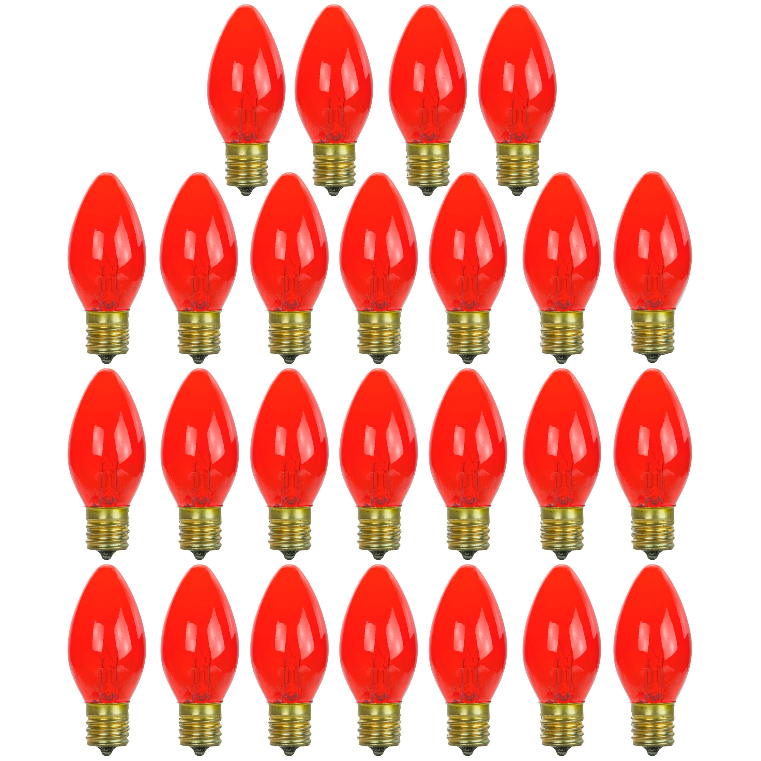 Sunlite 7C9/TR Incandescent 7-Watt, Intermediate Based, C9 Night Light Colored Bulb, Transparent Red, 25 Pack