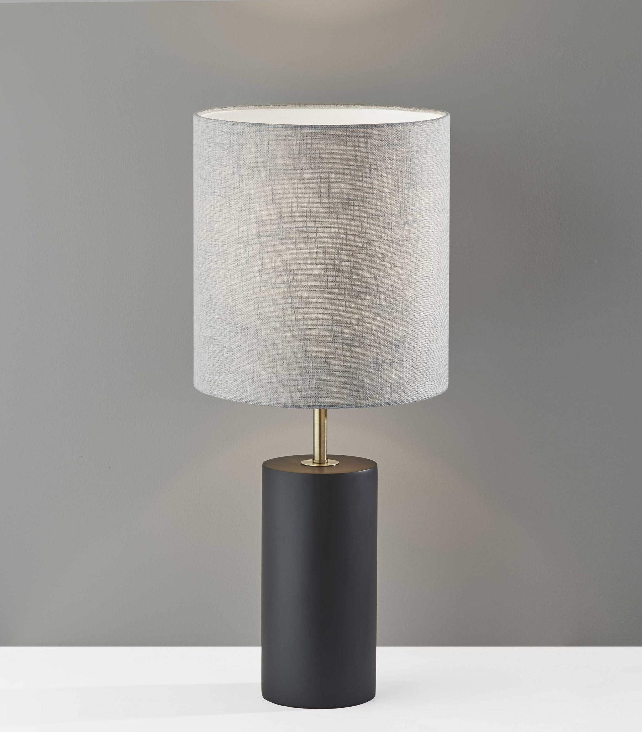HomeRoots Black Wood Circular Block Table Lamp - Modern Design, Elegant Lighting for Home Decor
