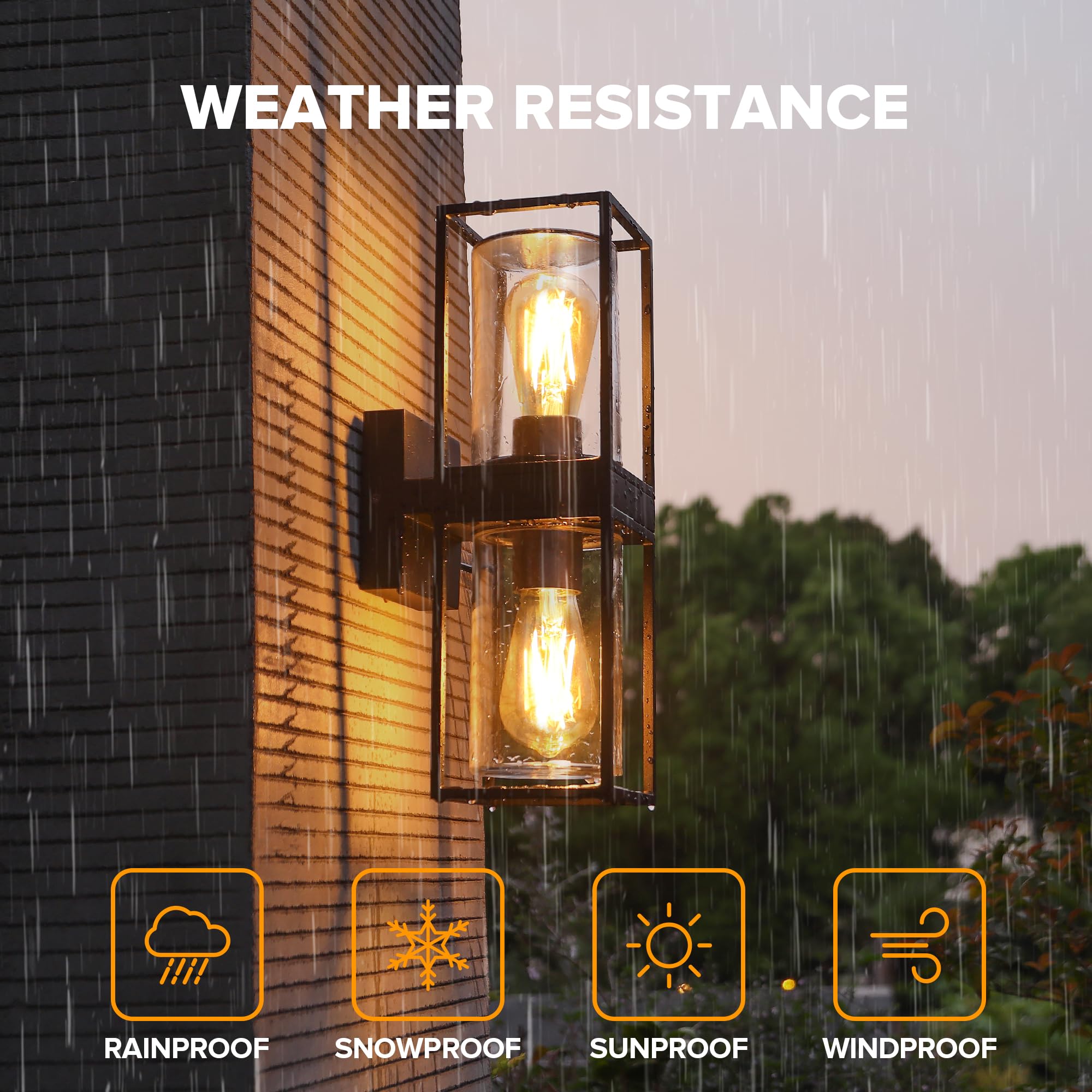 LUTEC Up and Down Outdoor Wall Lantern, Dusk to Dawn Sensor, Waterproof, Black, Model 5288820012