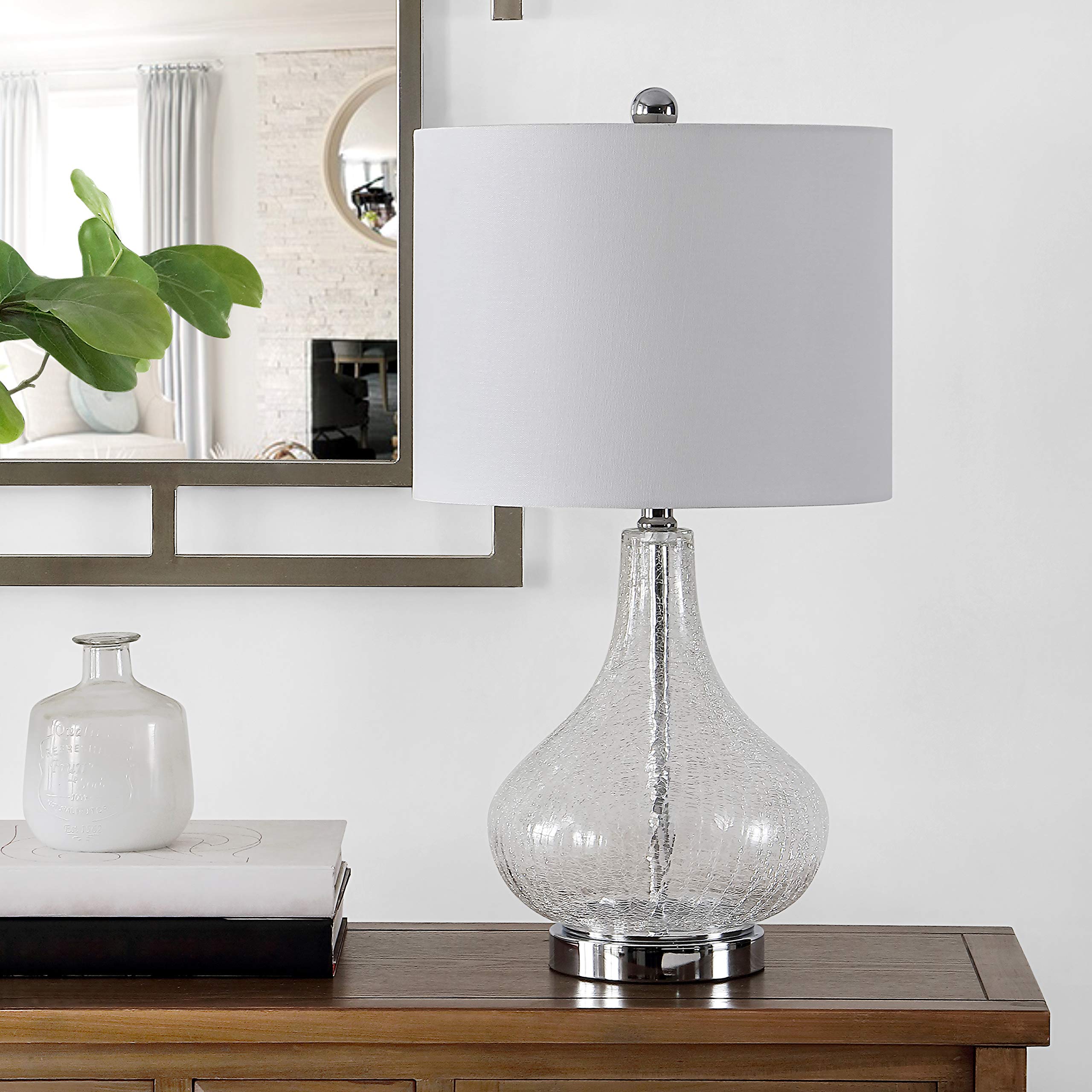 SAFAVIEH Brooks 24-Inch Clear Glass Table Lamp - LED Bulb Included, Home Office, Bedroom, Living Room - Model TBL4254C