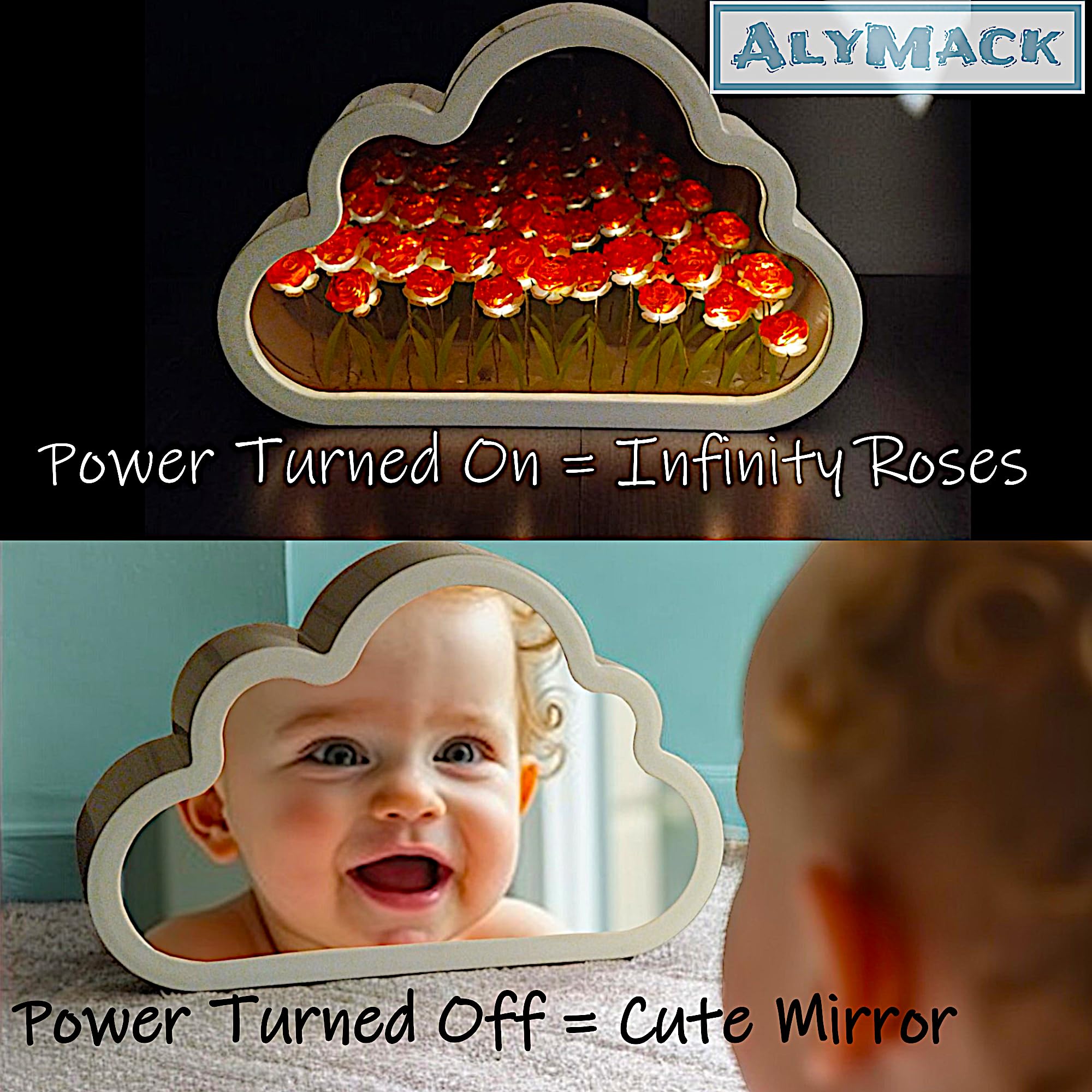 Alymack Tulip Lamp Infinity Mirror - Cloud Infinite Flower Lamps & Nursery Night Lights - Fully Assembled Tulips Night Light, Aa