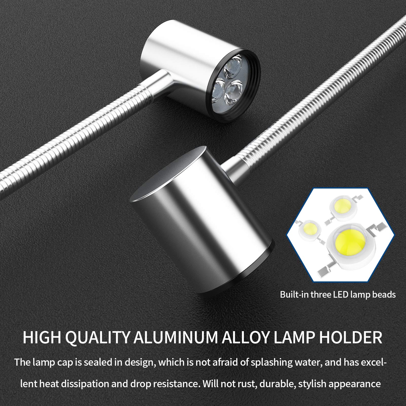 Led C Clamp Work Light Ip65 Water Proof Flexible Gooseneck Lamp 900 Lumens 120 Volt For Machine Lathe Milling Drill Press Indust