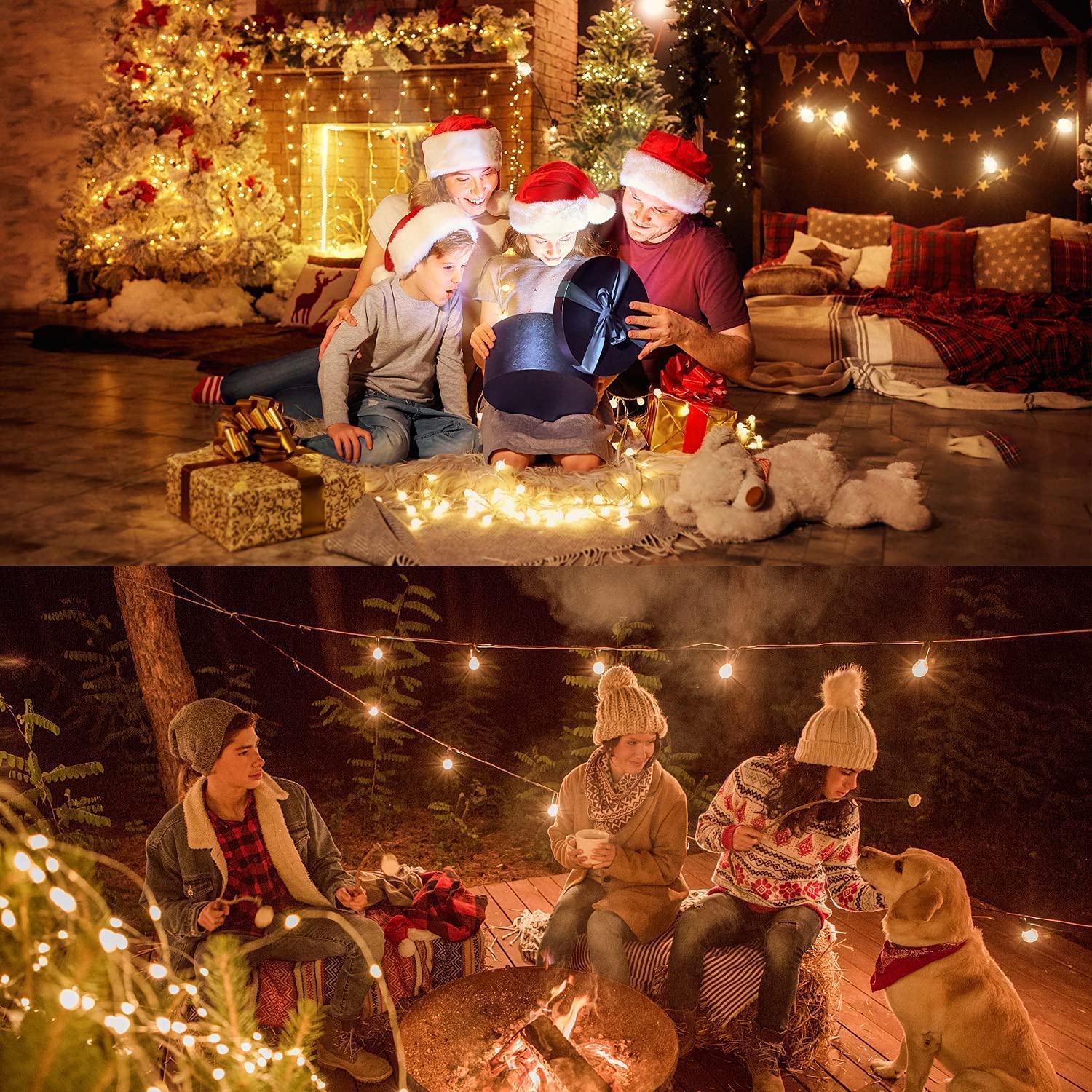 Liopeed 42Ft 120 Led Warm White Battery Powered String Lights, Ip65 Waterproof, 8 Modes