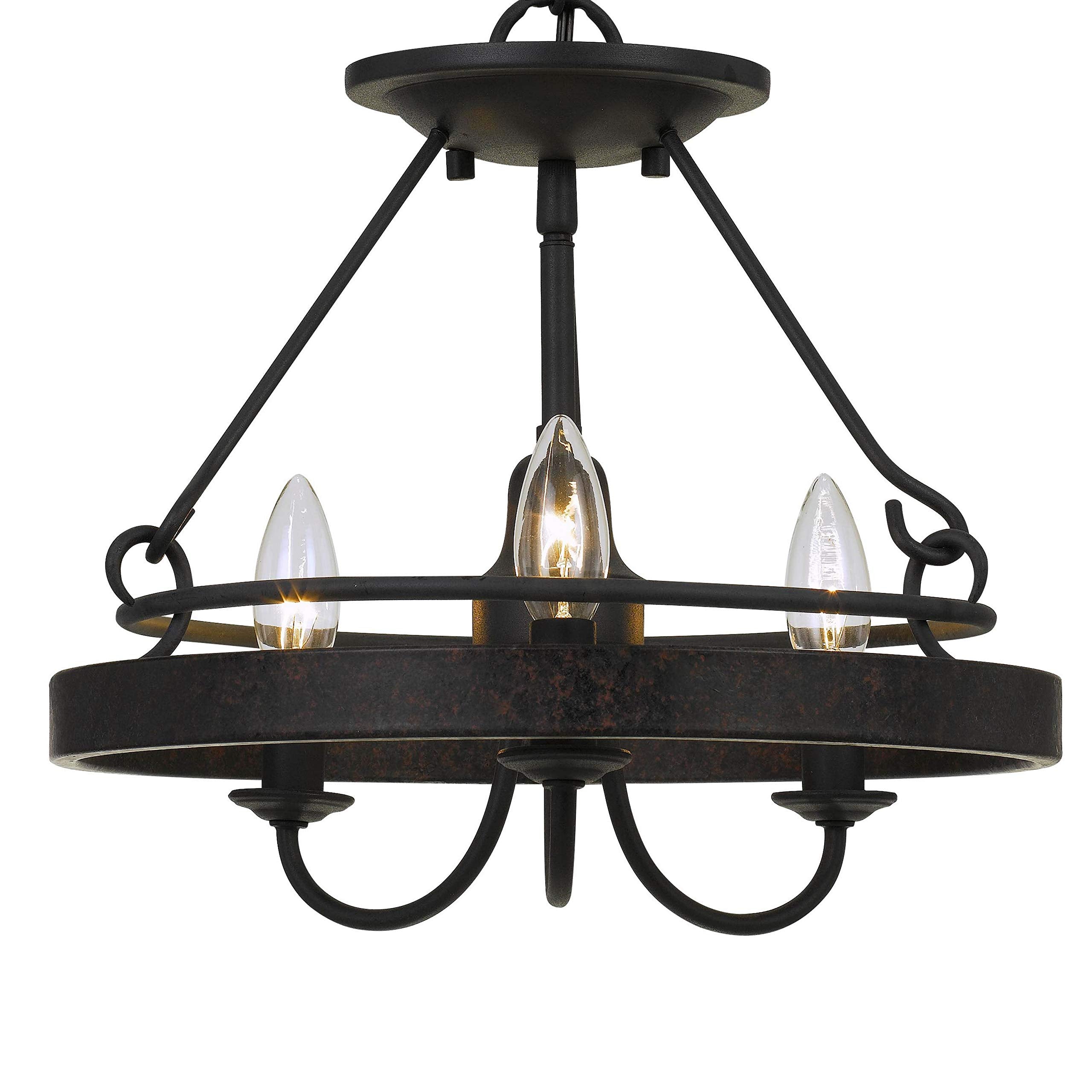Benzara Metal Frame Pendant Light, 60in Length, 3 Watt, Textured Gray, Hardwired Switch, Model BM224944
