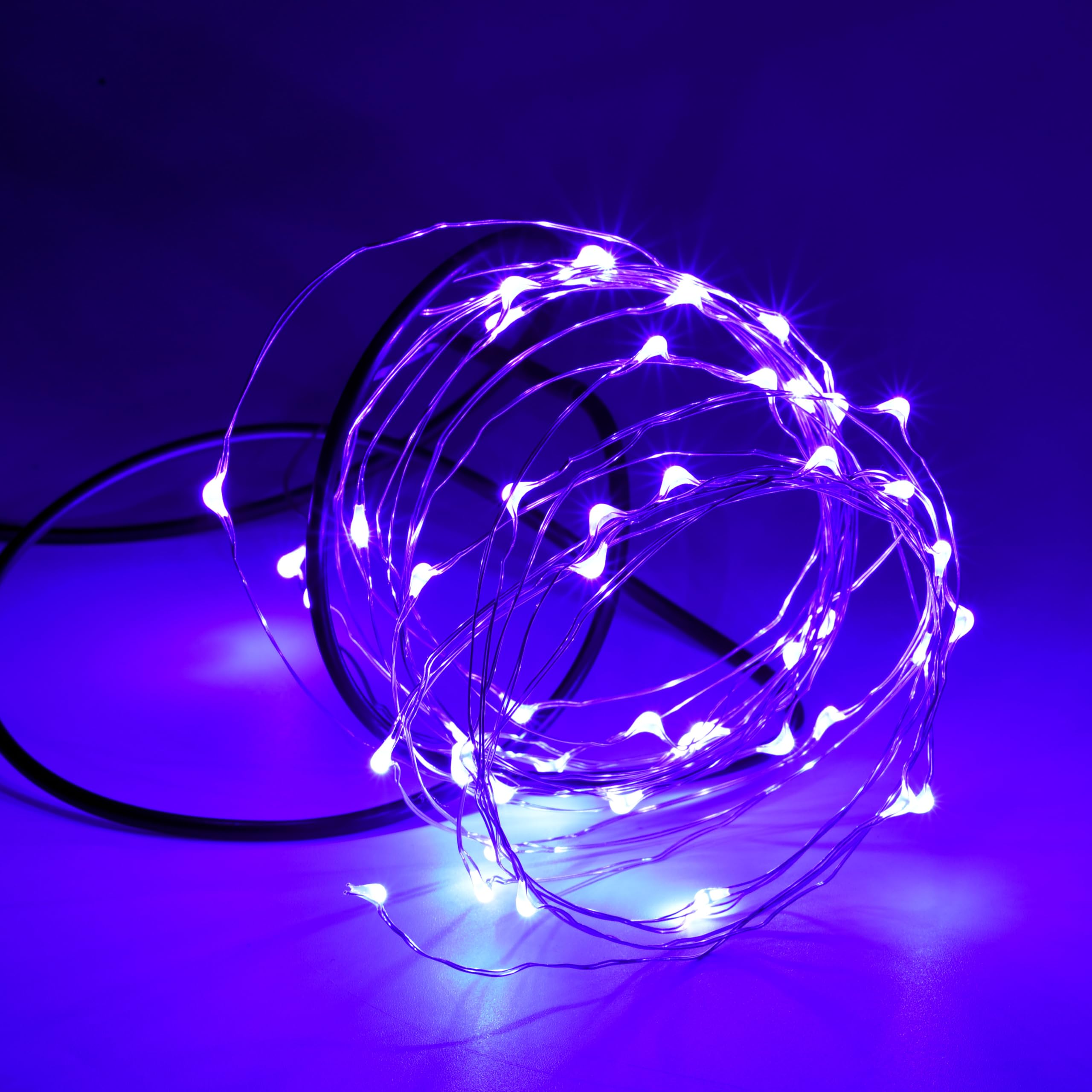 Karlling Usb Plug In Led Fairy Lights 50 Led Bulbs 16 Ft Silver Wire Starry String Lights For Bedroom Patio Garden Party Wedding Commercial Lighting (Purple)
