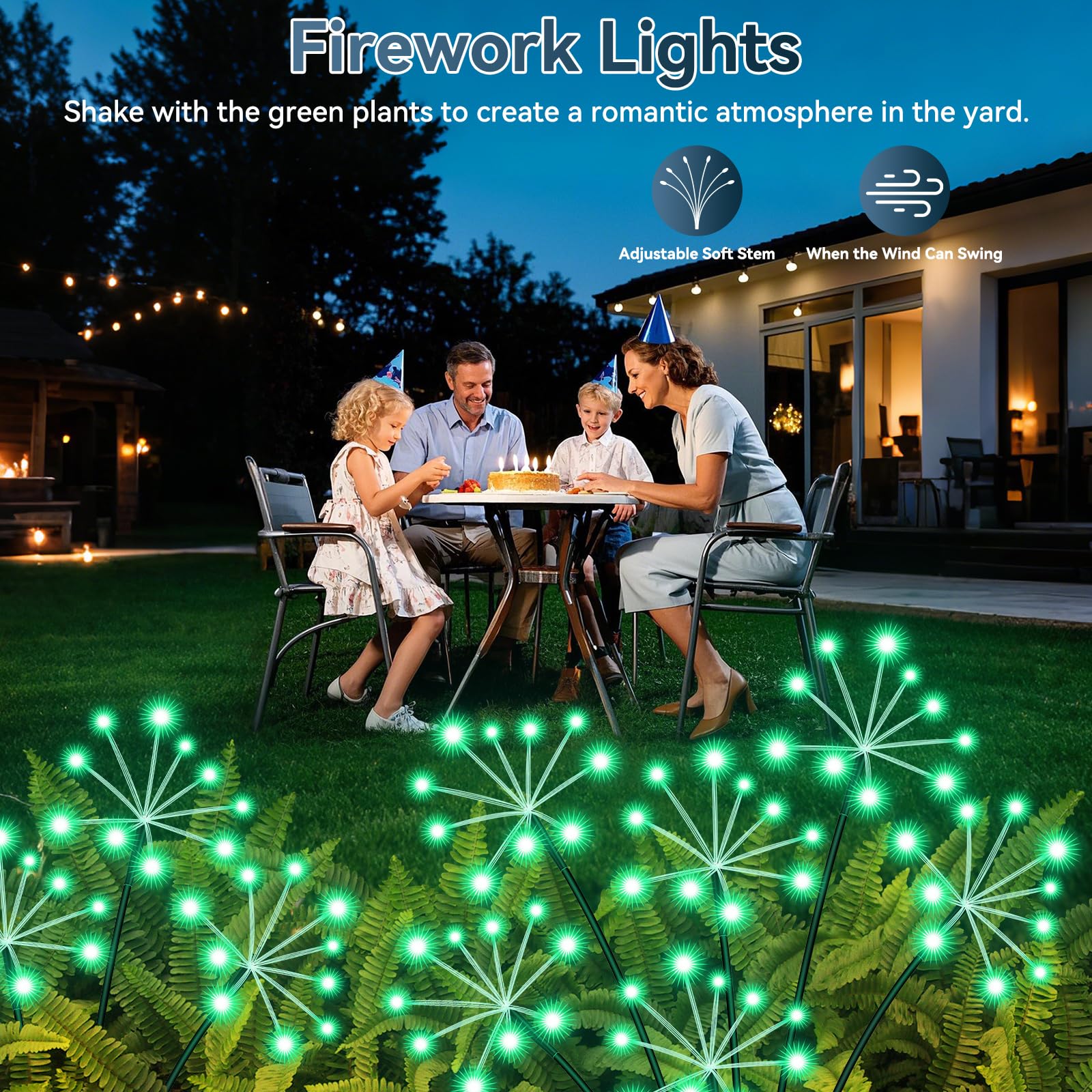 Solar Garden Lights 2 Pack Waterproof Swaying Starburst Light Solar Outdoor Lights For Yard Patio Walkway Pathway Party Wedding Decoration  Unique Gifts For Women  Green