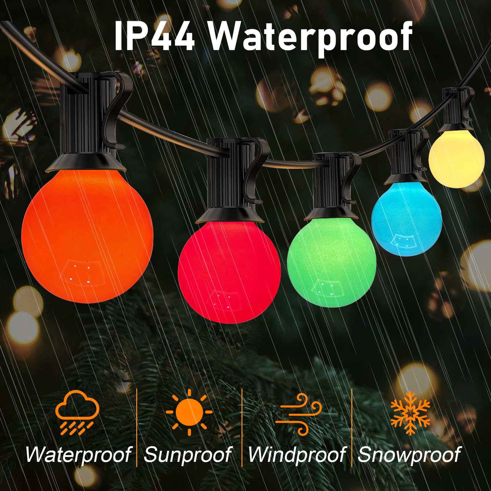 GOOTHY G40 Outdoor Multicolor Christmas Lights, 25FT Patio String Lights with 27 Ceramic Bulbs, Holiday Decor