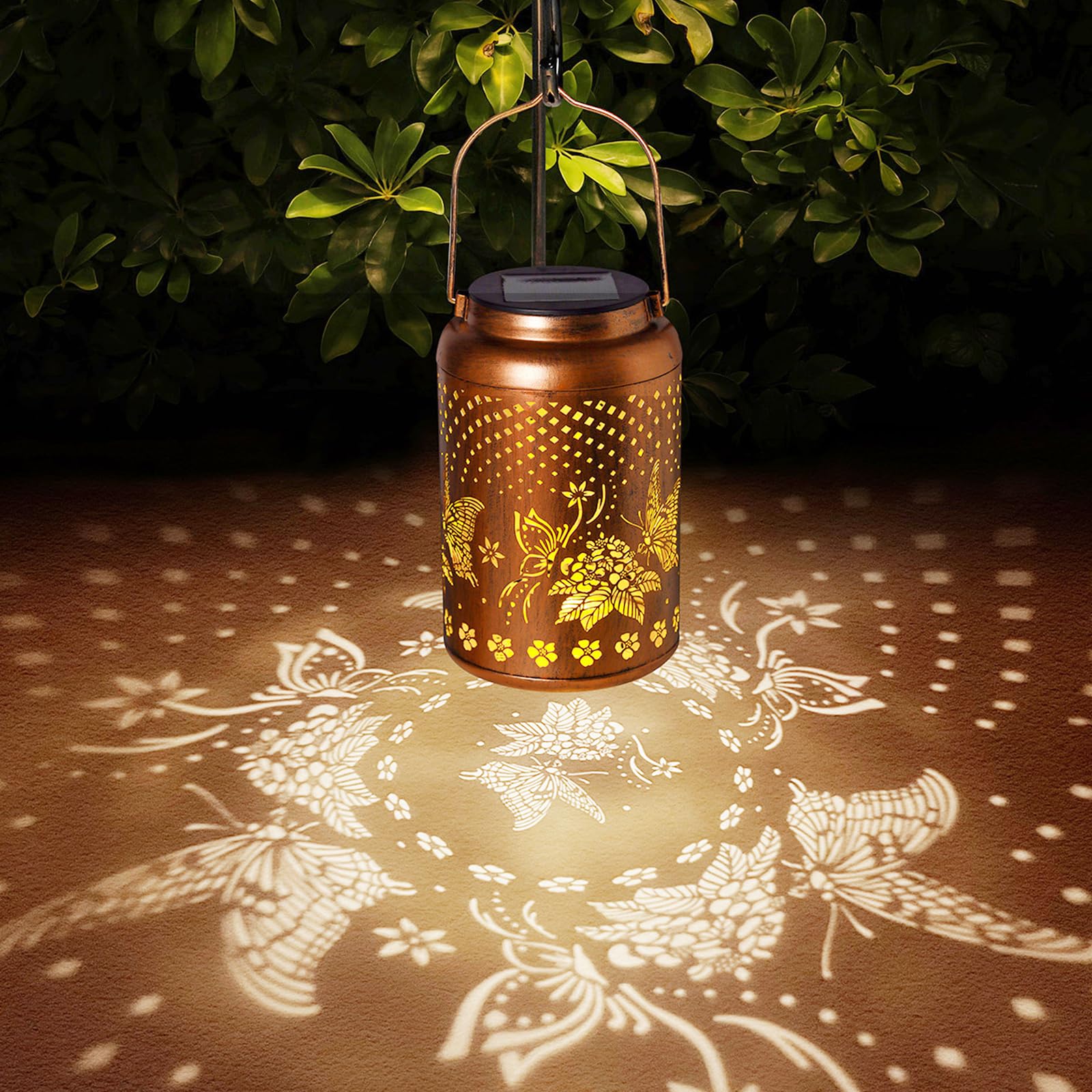Butterfly Solar Lanterns Outdoor Waterproof, Garden Decor Hanging Solar Lights, Birthdays Gifts For Women Mom Grandma, Metal Garden Decorative Lights For Yard, Backyard, Patio, Porch