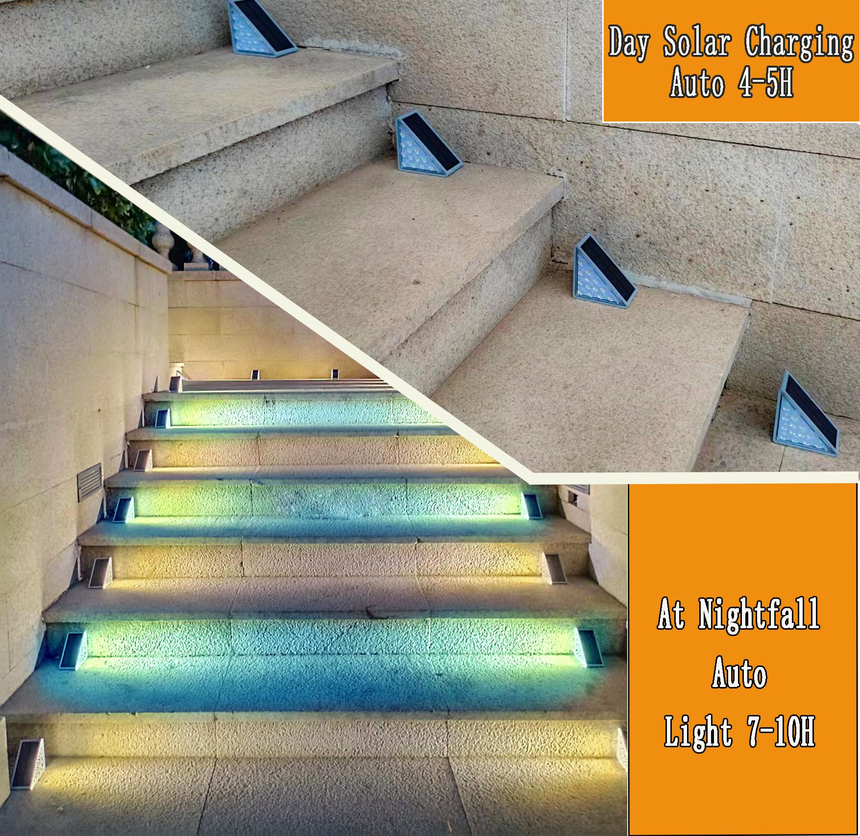 Zongxff Solar Stair Lights 8 Pack Two-Tone Solar Step Lights Outdoor Waterproof Ip67 Automatic On/Off Led Step Lights All Night Lighting Suitable For Courtyard Garden Lane Porch Path Swimming Pool