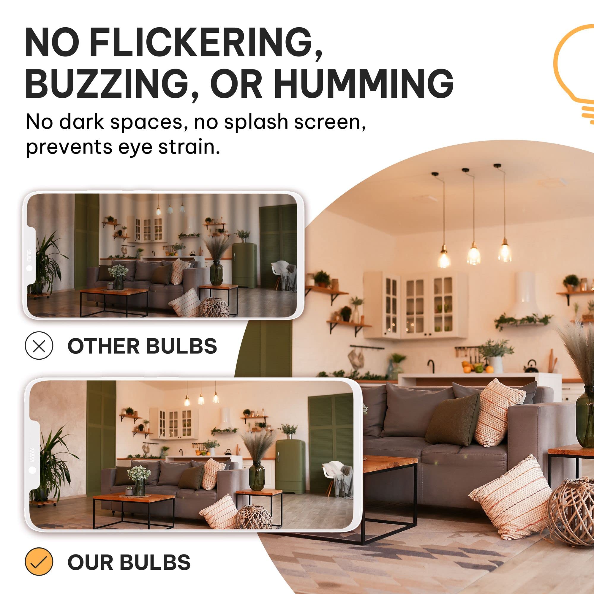 Hudson Bulb Co. 6W Vintage Edison Light Bulbs - 2700K Warm, Dimmable, E26/E