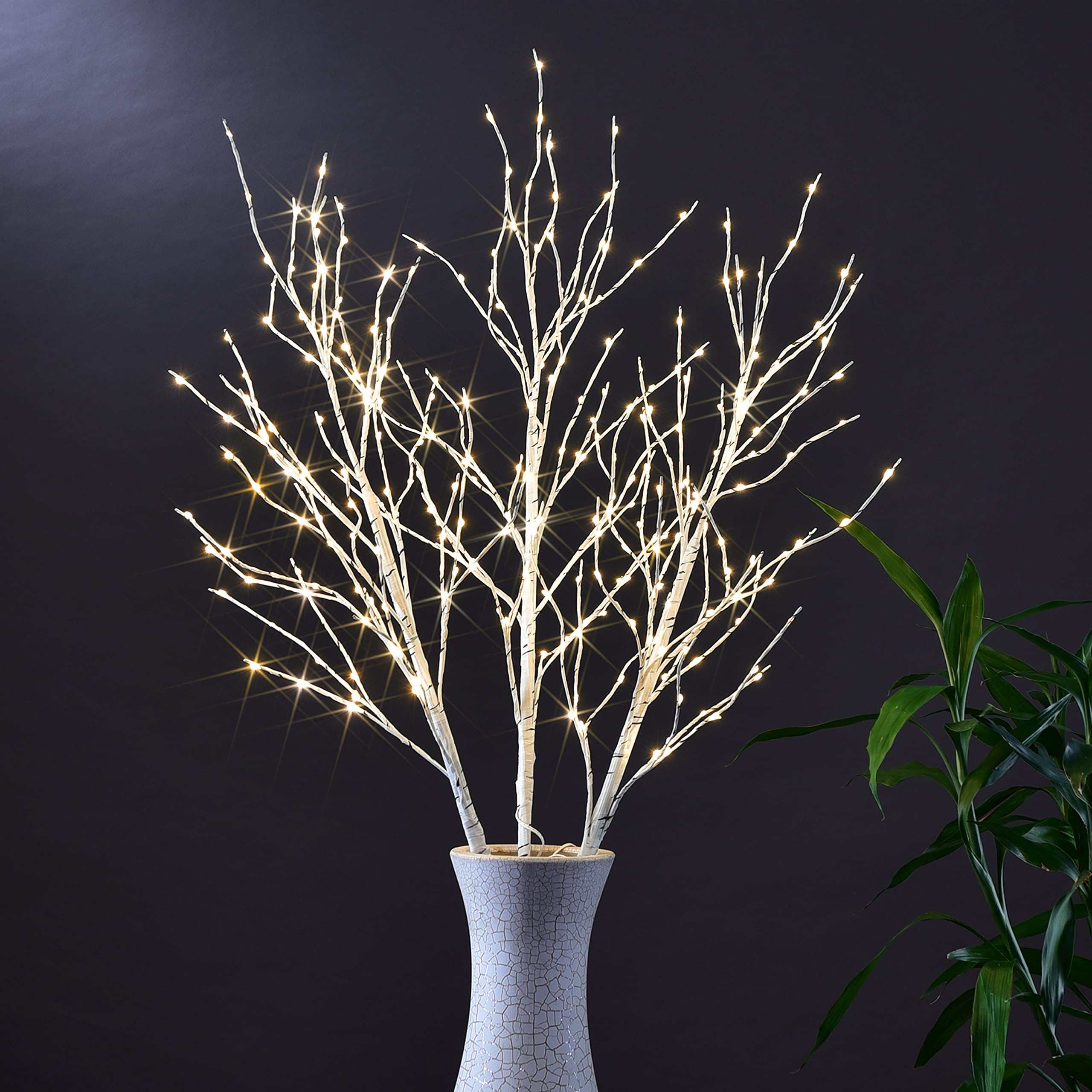Lightshare Lighted 41In Artificial Twig Birch Tree Branch With 300 Fairy Led Lights Plug In With Timer For Spring Thanksgiving C