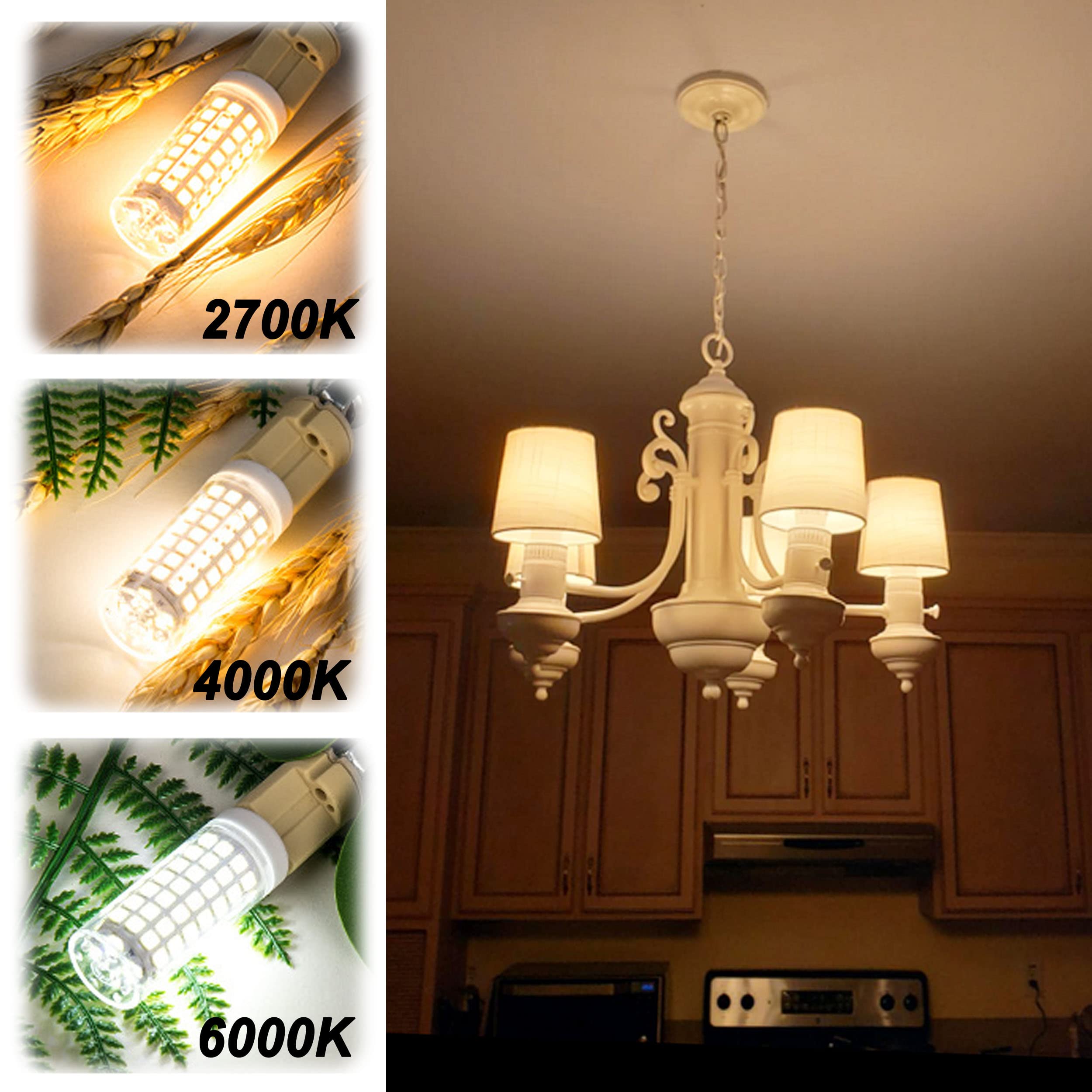 Alide E26 100 Watt Equivalent Led Candelabra Corn Bulbs,2700K Warm White,E26 E27 12W Led Light Bulbs 1200Lm For Ceil Fan Chandelier Pendant Lighting,Non-Dimmable,4 Pack