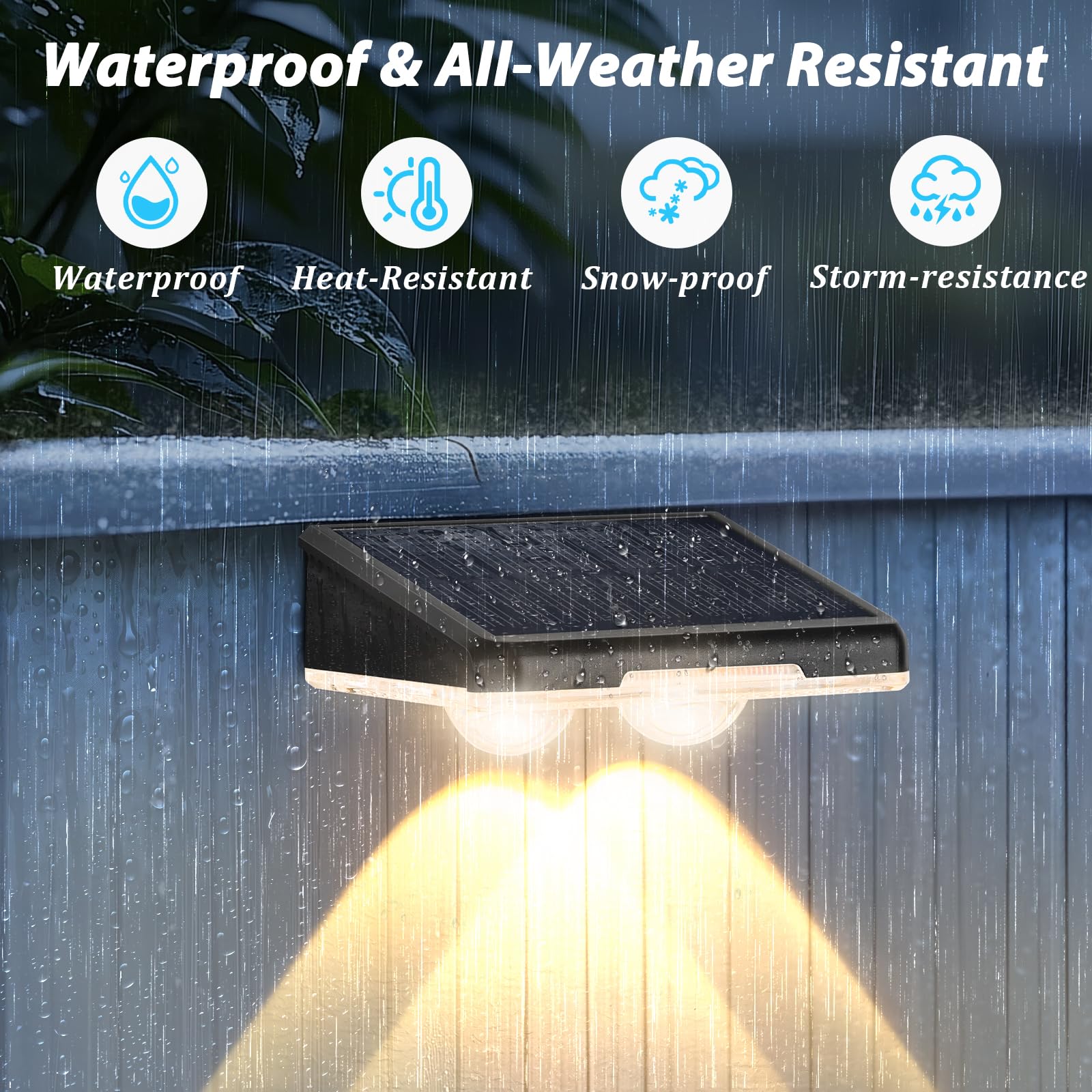 Solar Lights Outdoor Waterproof 4-Pack  Backyard Led Fence Lighting Solar Powered With Warm White & 6 Rgb Colors & 2 Lighting Modes For Outside  Deck  Step  Stairs  Balcony  Yard  Patio  Walkway