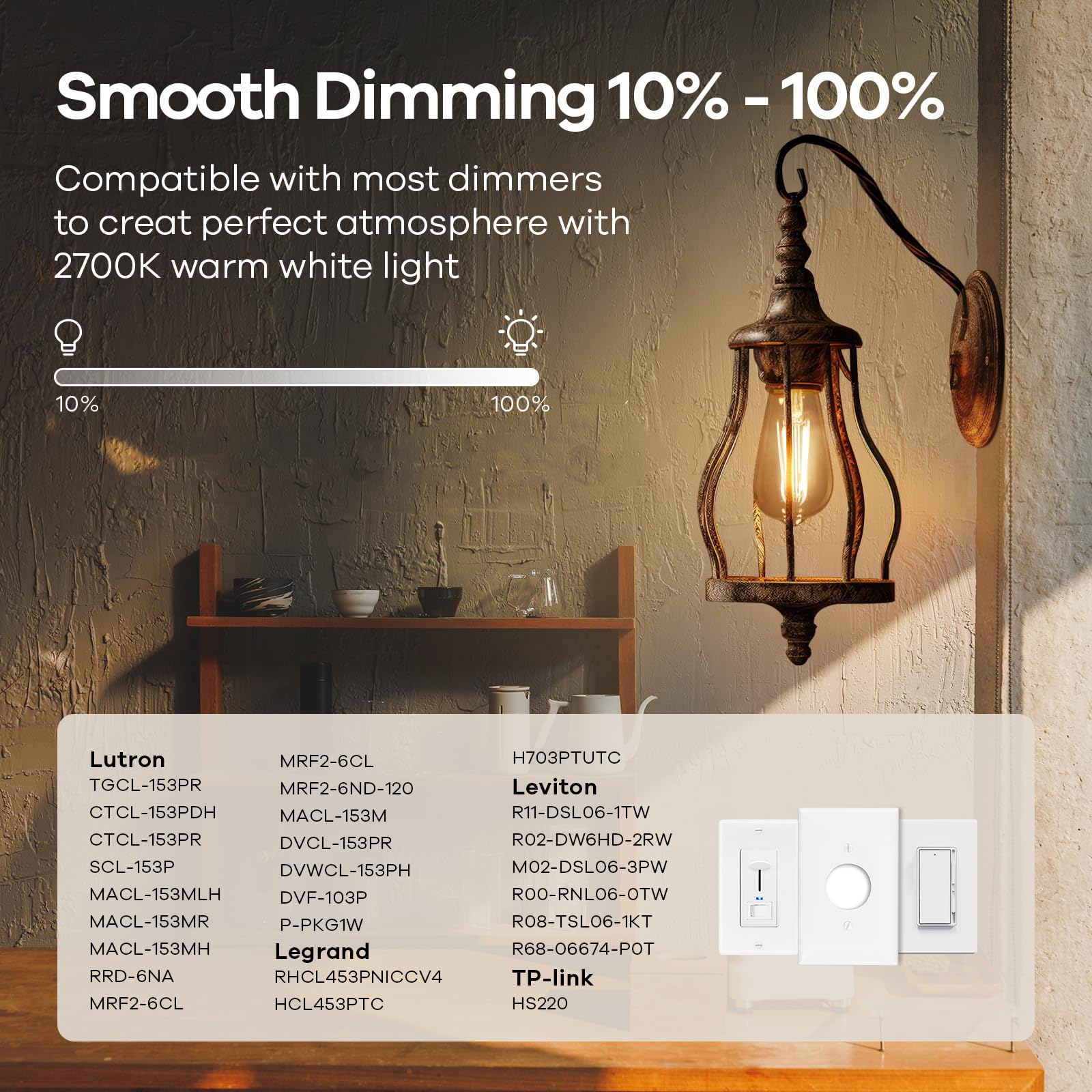 Linkind Edison Light Bulbs 60W Equivalent, E26 Dimmable Vintage Edison Led Light Bulbs St58 Antique Decorative Filament Led Bulb