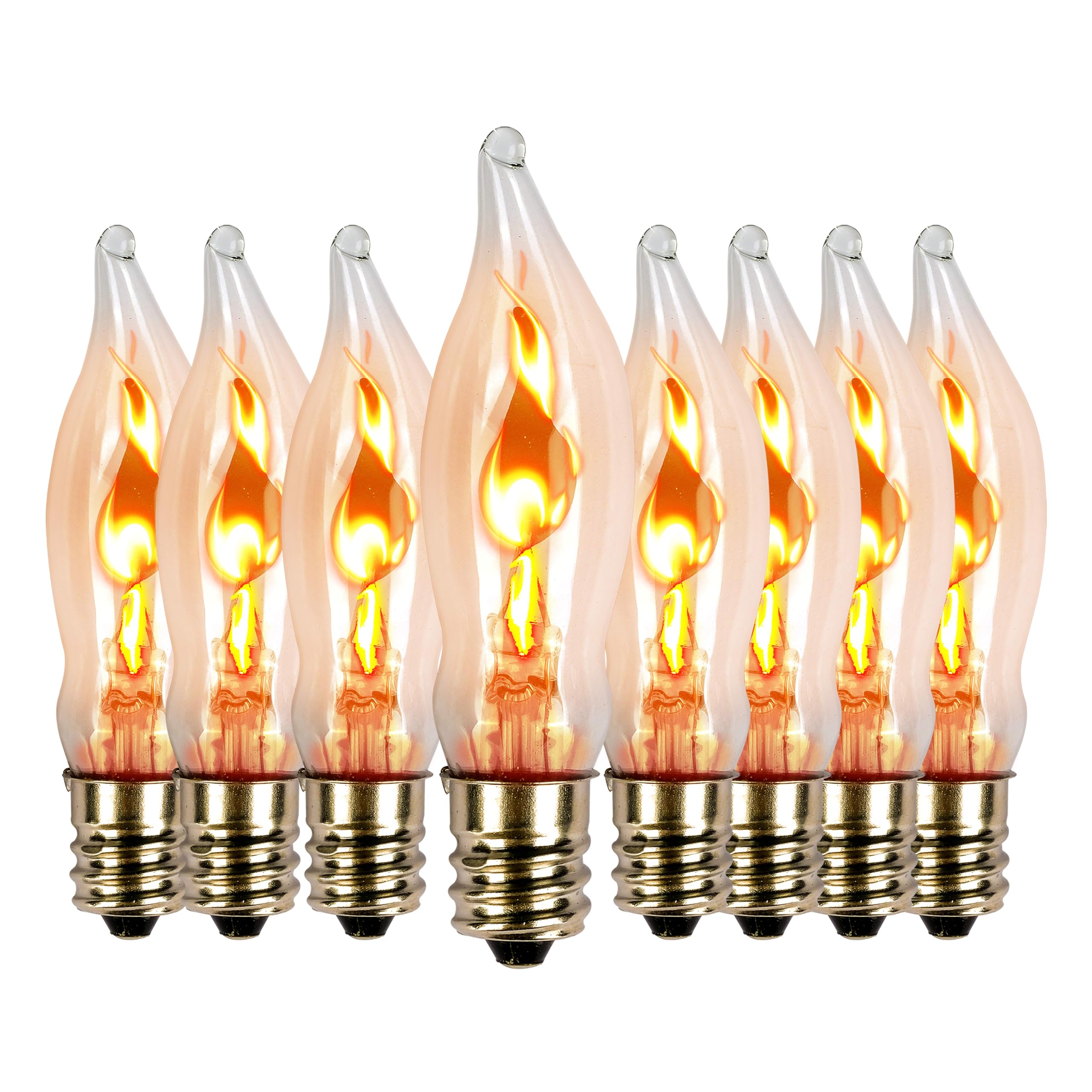 OHLGT Flicker Flame Light Bulb for Hallowwen Christmas Decorative 3 Watt, 120V, E12 Flame Candelabra Light Bulbs(8 Packs)