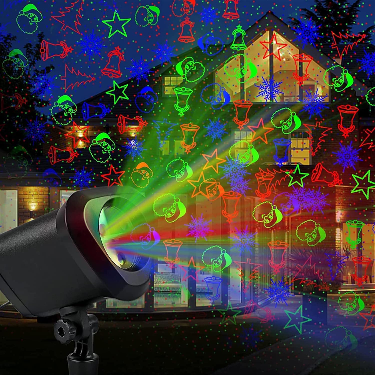 2022 Designed RGB Christmas Projector Lights Outdoor Waterproof Laser Light Red Green and Blue Star Shower with Remote Landscape