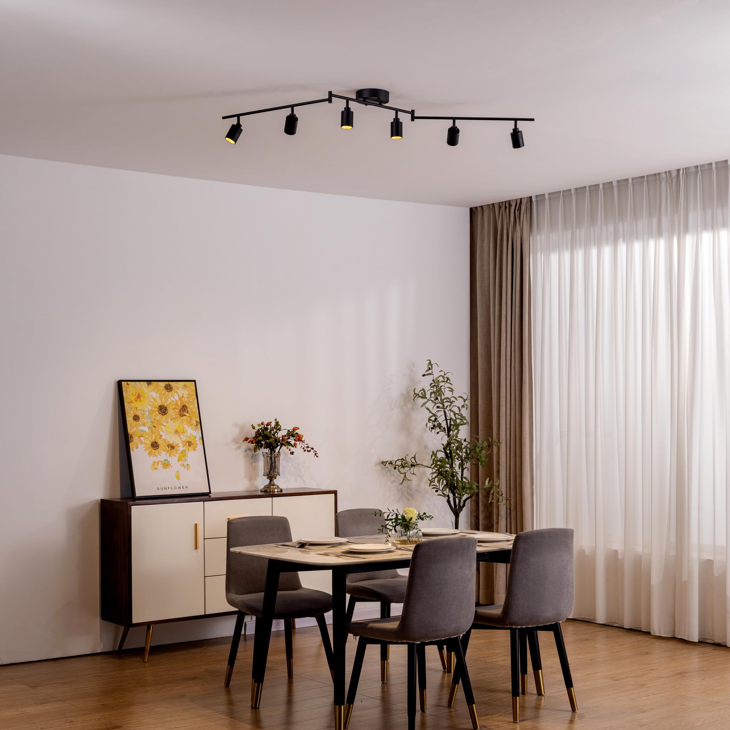 Vidalite Shura- 6-Light Black Integrated Led Swivel Track Light W/ Rotatable Heads & Adjustable Arms, 5 Ft. Ceiling Track Lighti