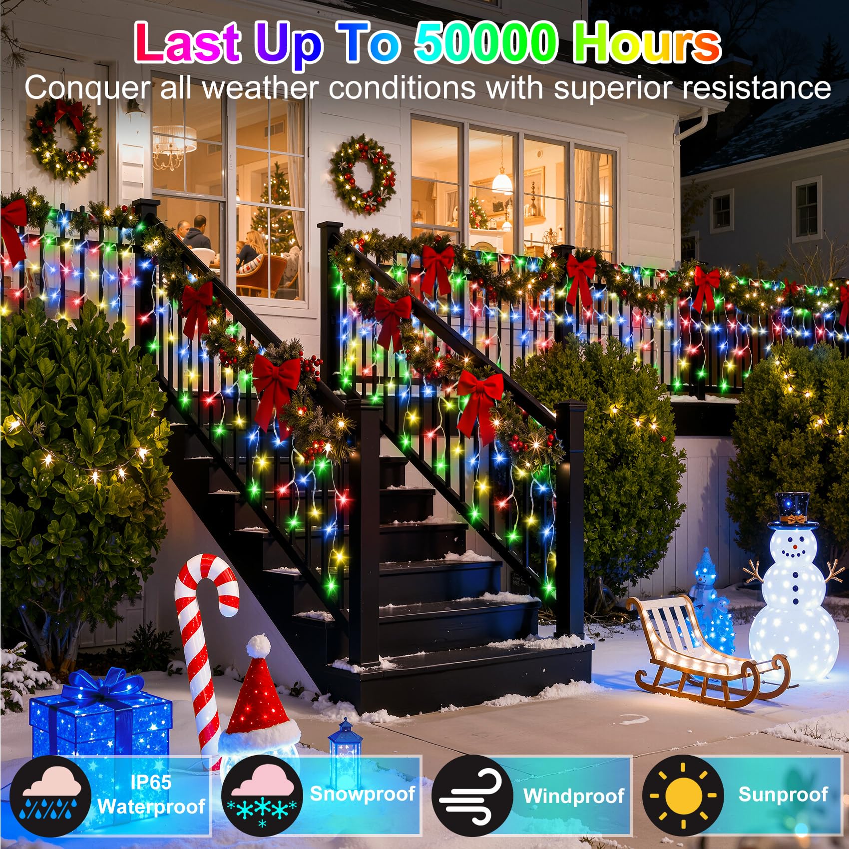 QUHUATU 670 LED Christmas Lights, 66FT with 148 Drops, Multicolor, 12 Modes, Waterproof, Model WX-666L