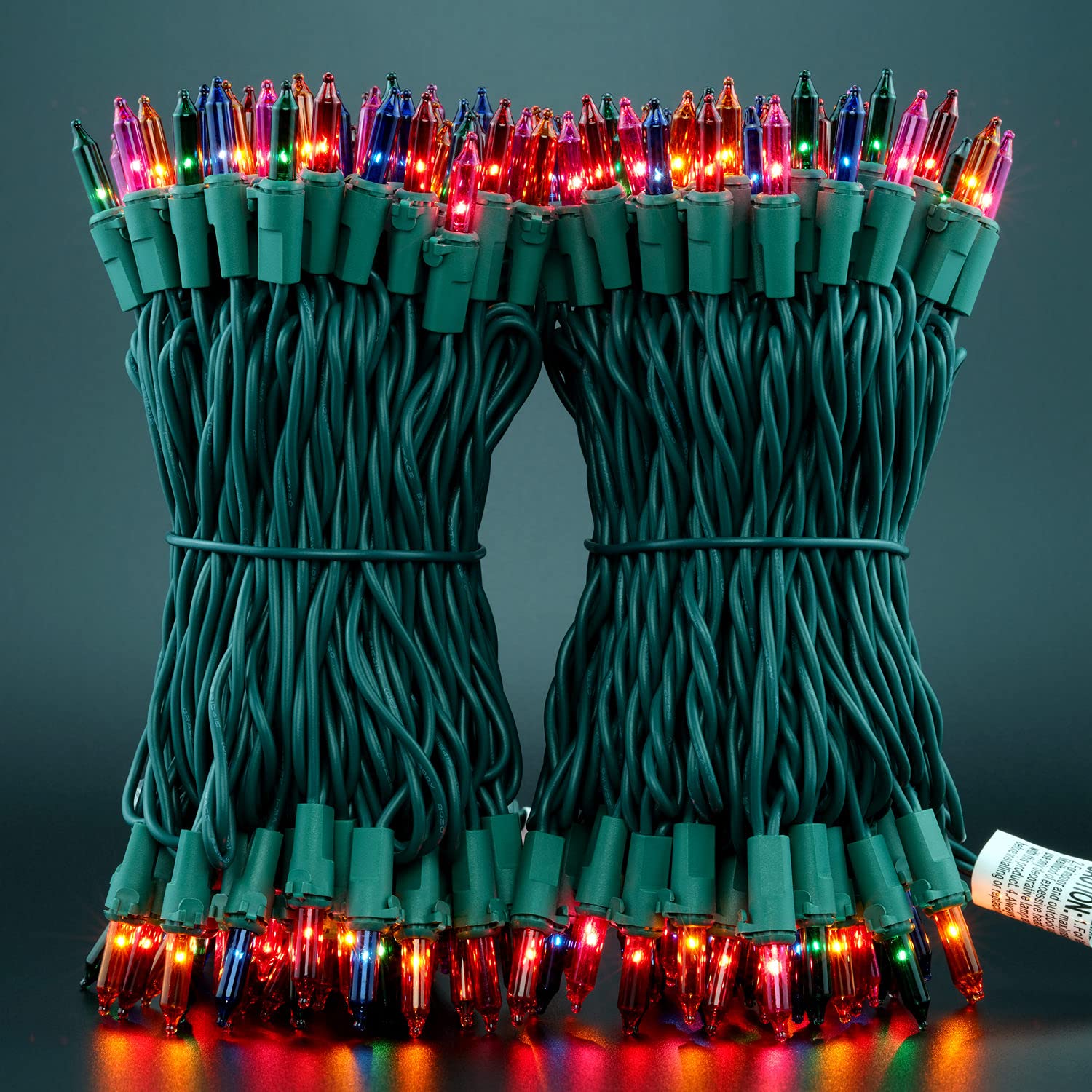 YULETIME Multicolor Christmas Lights, 66 Feet 200 Count UL Certified String Lights, 2 Sets of 33 Ft 100 Count Incandescent Mini