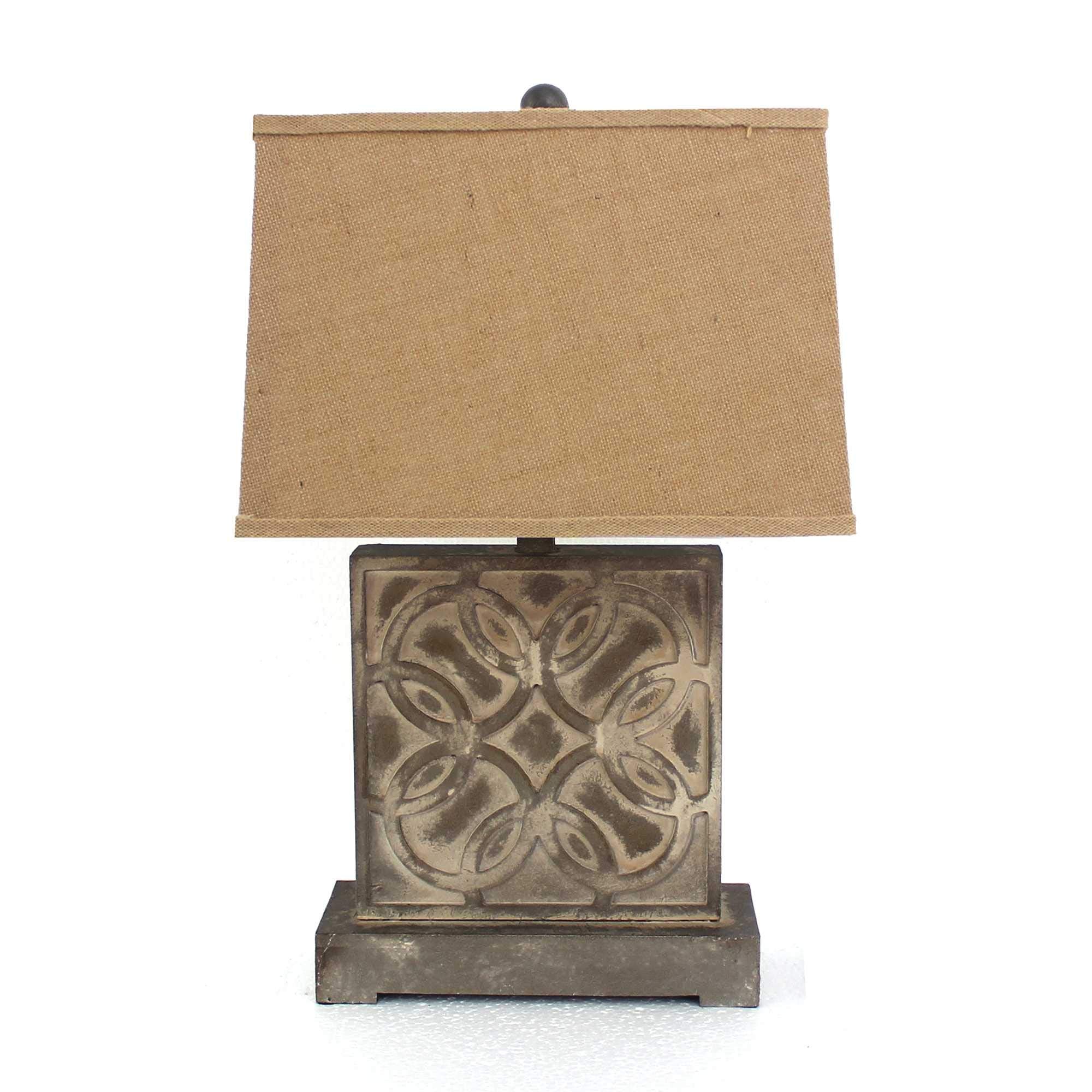 HomeRoots Table Lamp - Vintage Brown with Khaki Linen Shade, 4.75inx11.75inx24.75in, Model 277069