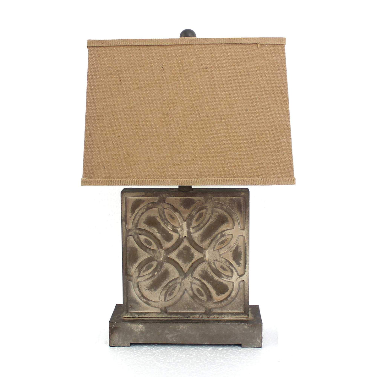 Homeroots Vintage Brown Table Lamp With Khaki Linen Shade - 24.75&quot; Metal Accent Lighting