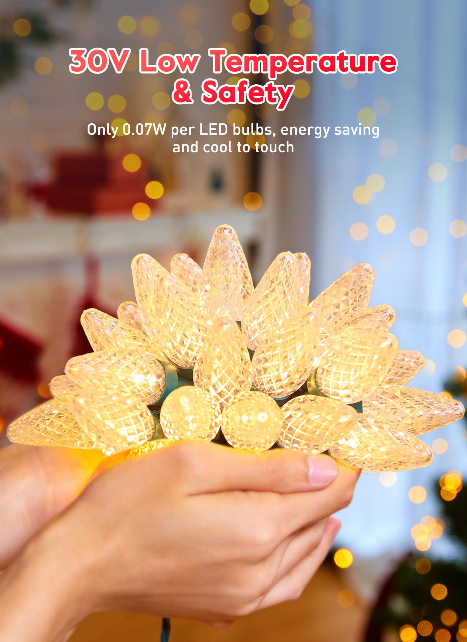 C9 Led Christmas Lights Outdoor, 81 Feet 100 Led String Lights With Timer & 8 Lighting Mode, Waterproof Commercial Grade Extenda