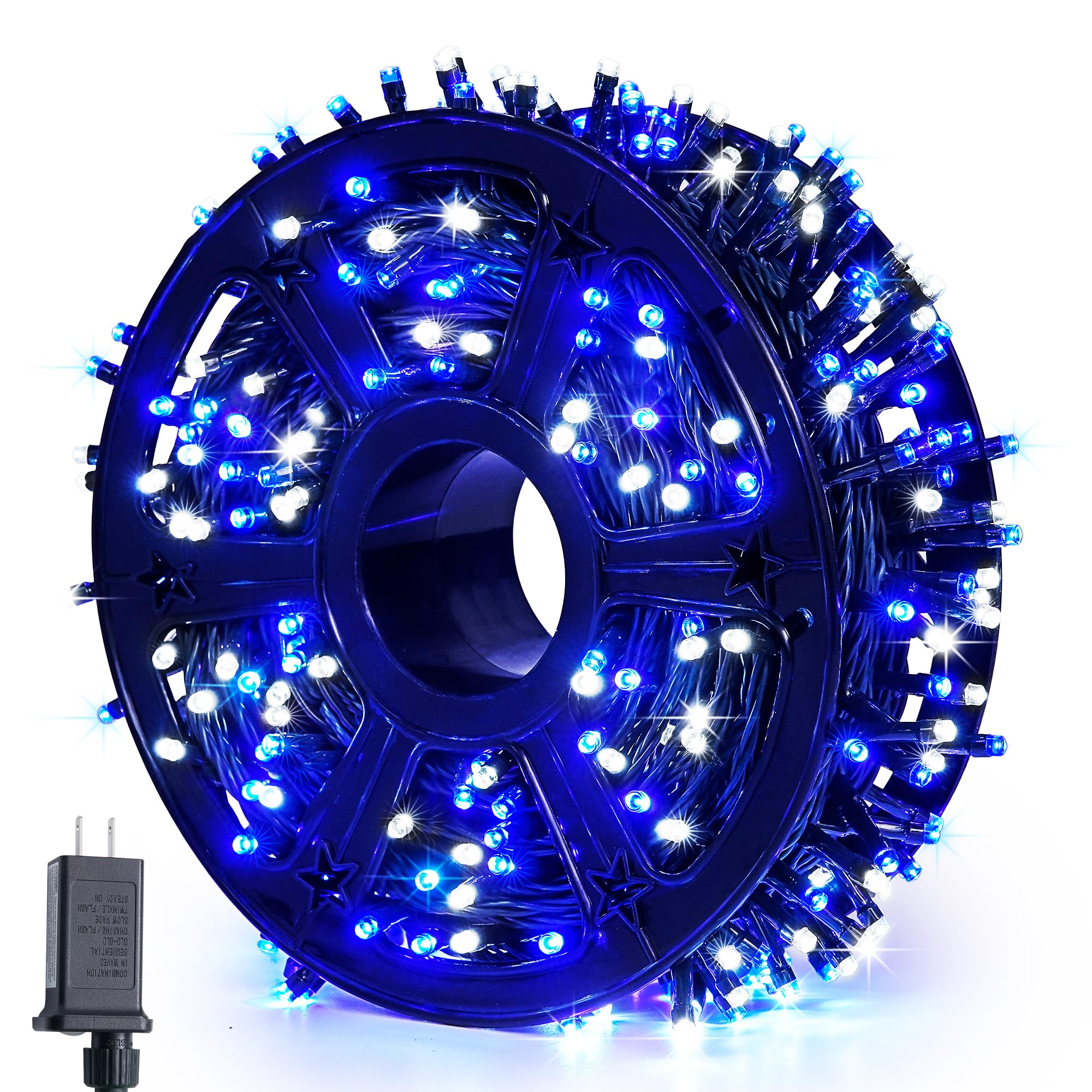 JMEXSUSS 500 LED Blue and White String Lights Outdoor, 173ft 8 Modes LED Christmas Lights Indoor, Waterproof Christmas Twinkle L