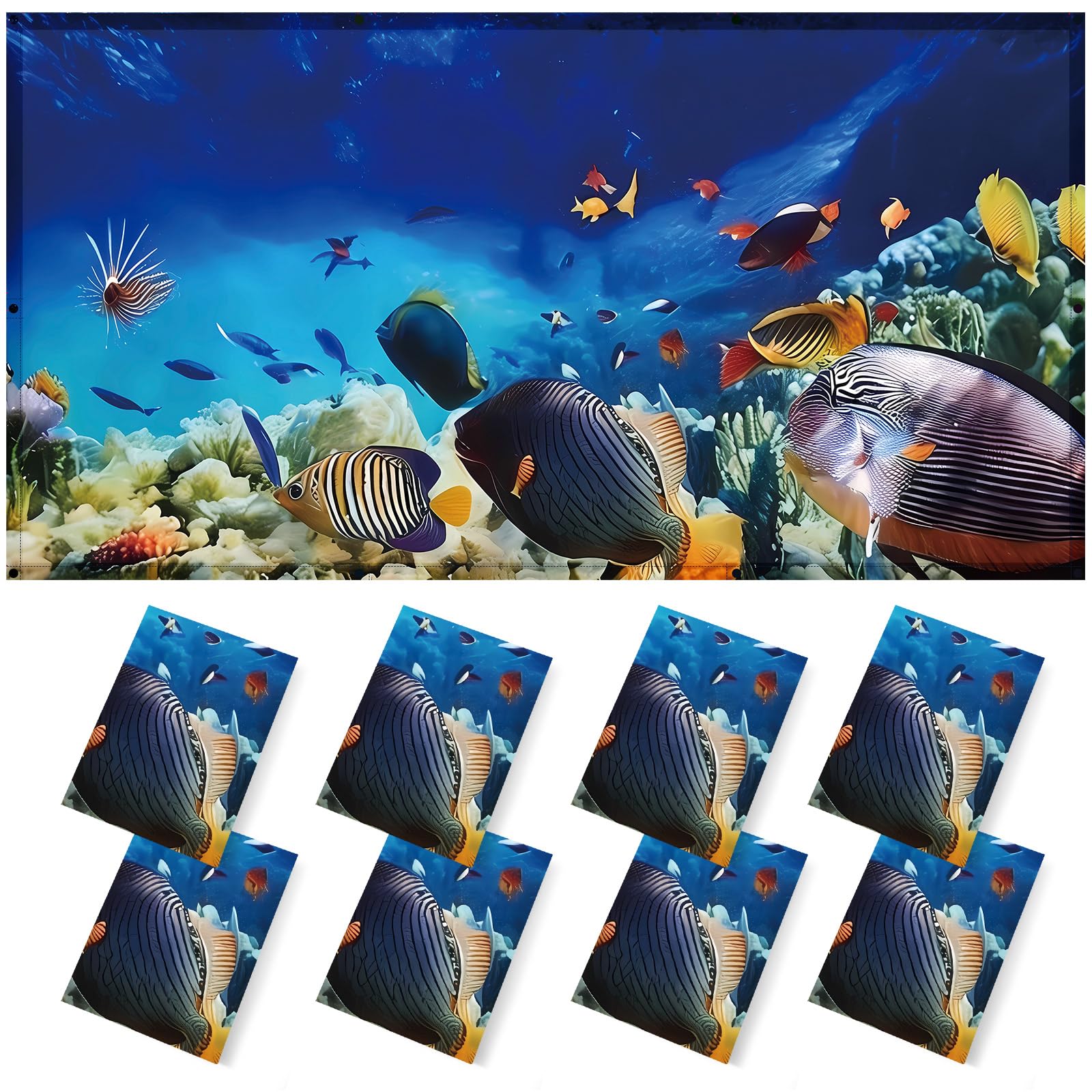 ANGSYLTH 8 Pcs Fluorescent Light Covers - 4 x 2 Feet Light Covers for Classroom, Offices & Hospitals - Underwater World