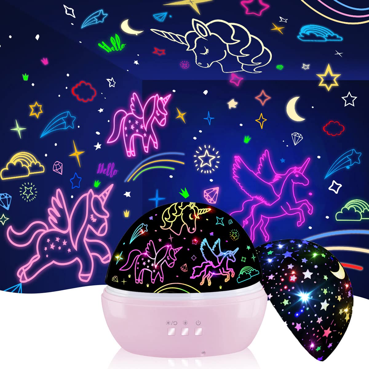 MINGKIDS Unicorn Gifts for Girls and Boys Age 6-8,Unicorns and Starry Night Light Projector for Kids, Birthday Gift for 3-10 Yea