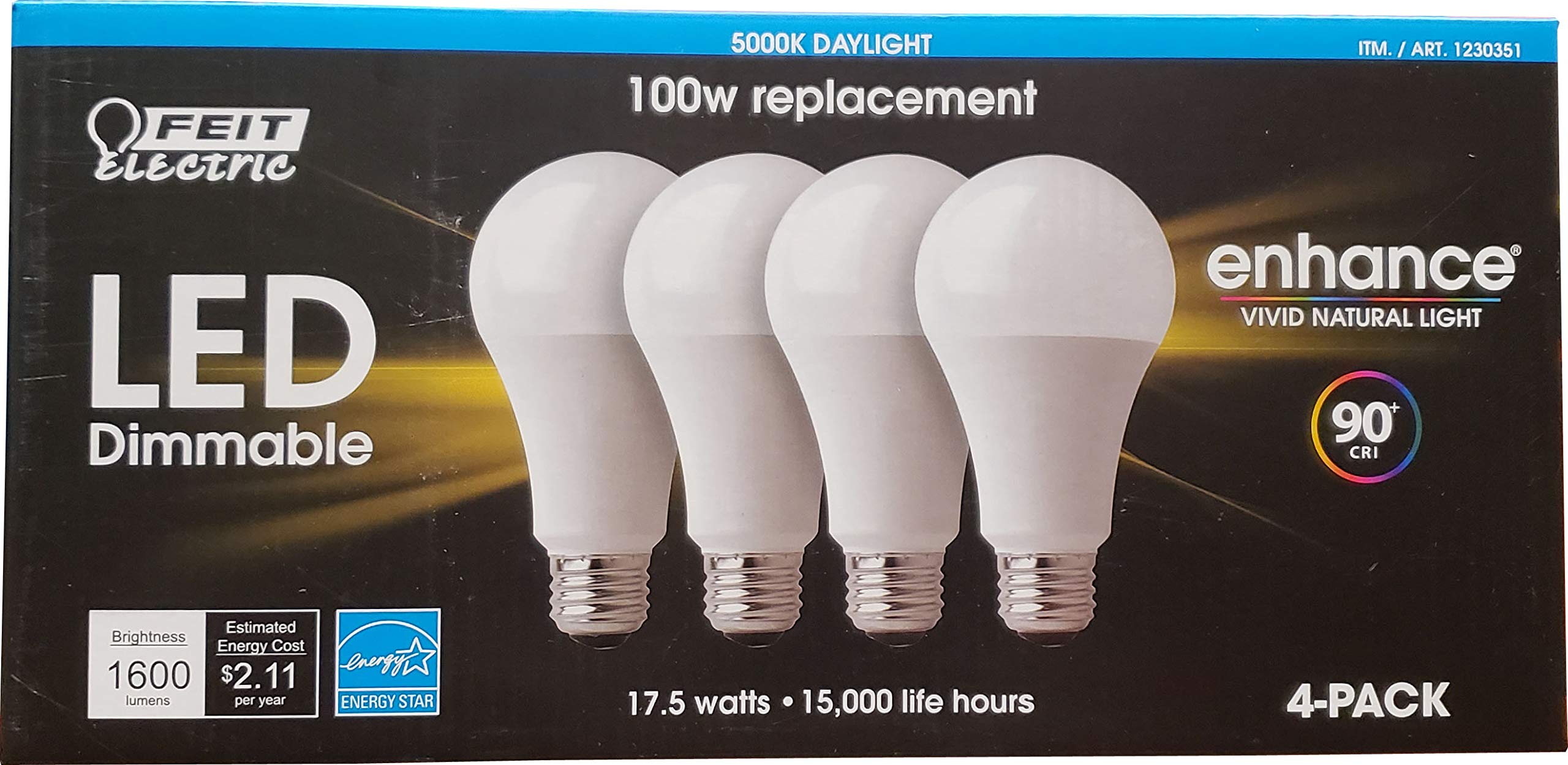 Feit Electric Led 100 W Dimmable Replacement 4 Pack Daylight Netcount 4 In Pack,, 4Count ()