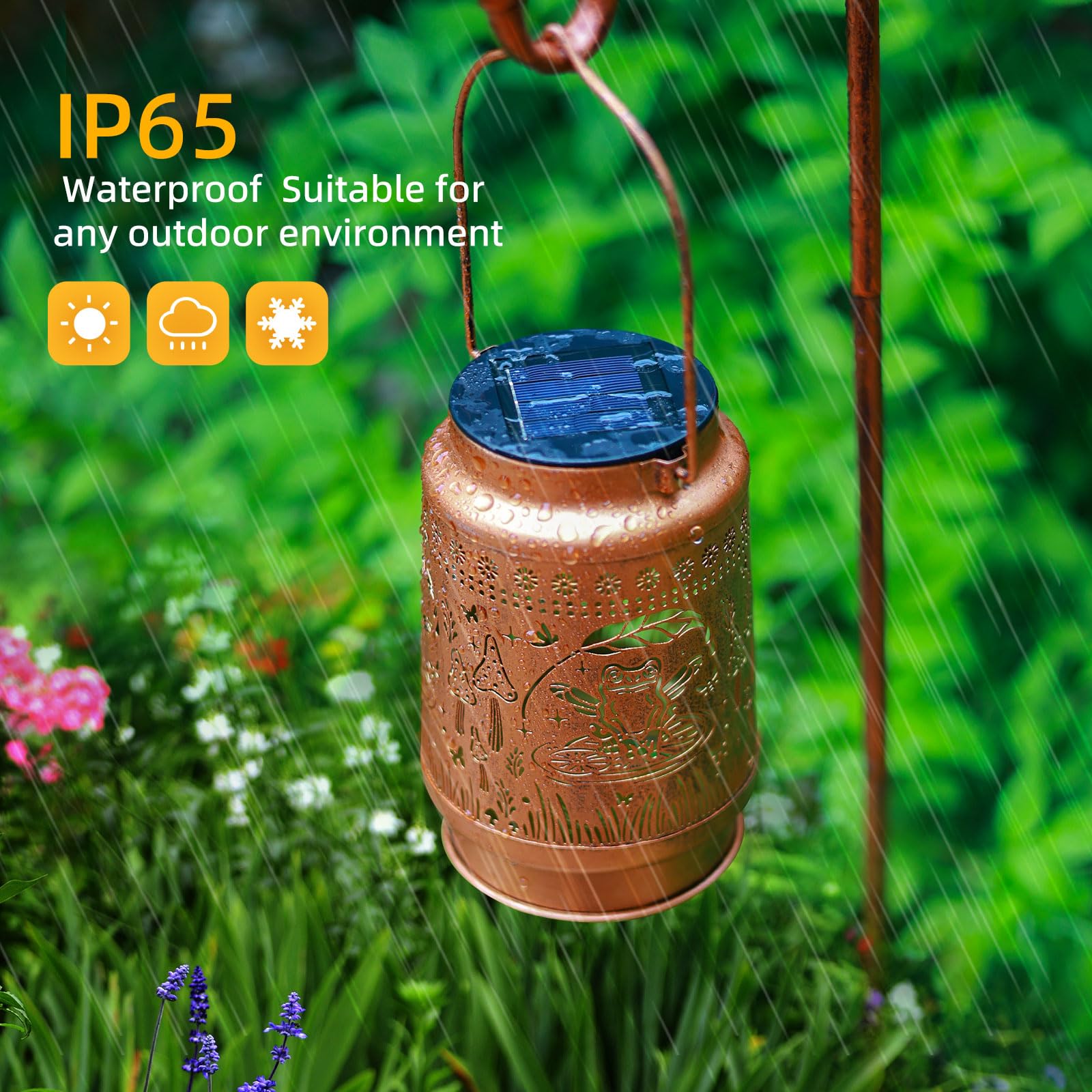 Frog Solar Lanterns Outdoor Waterproof Hanging Sunflower Solar Lights Gifts For Women Men Metal Decorative Led Lanterns Outside