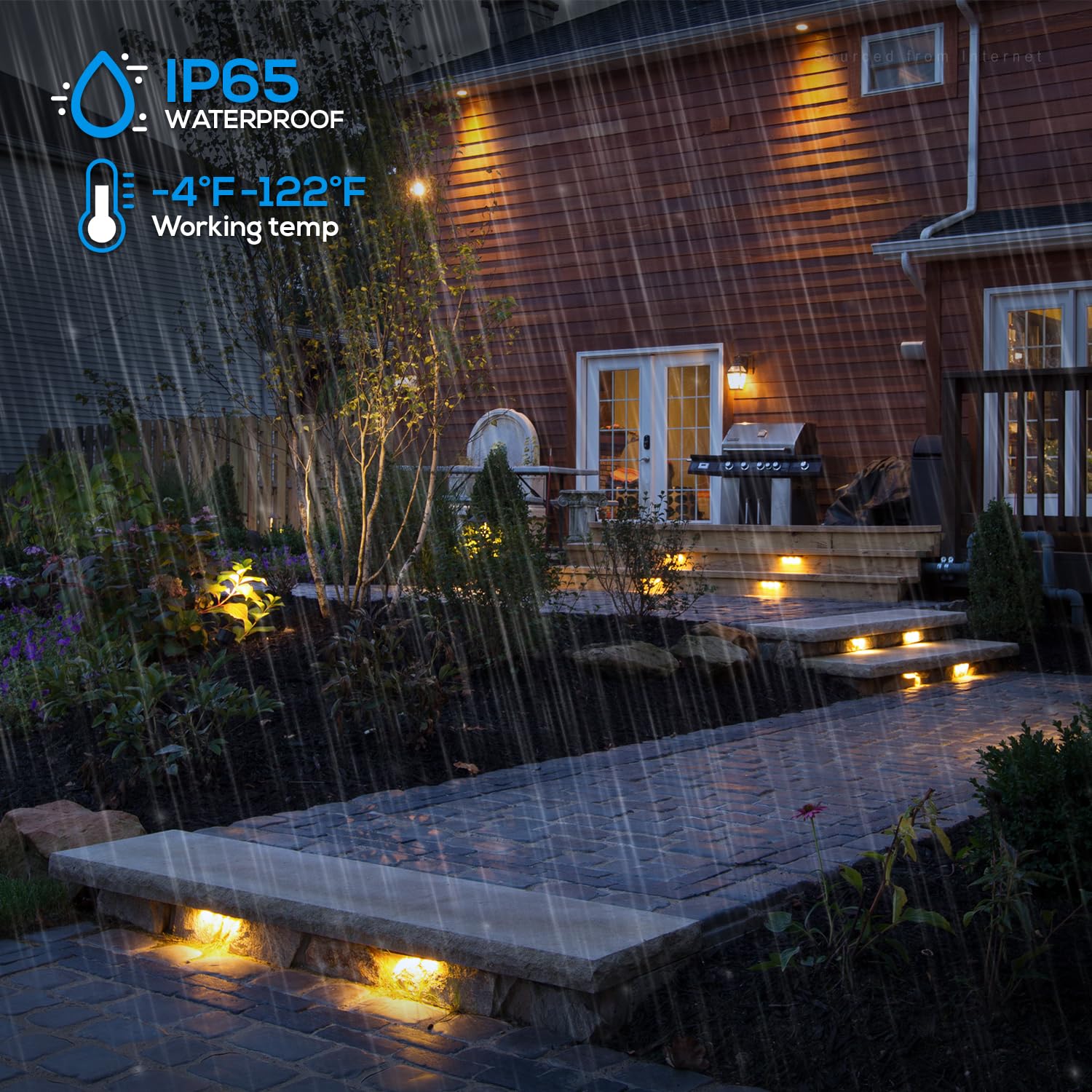 LEONLITE LED Hardscape Lighting, 7 Inch Retaining Wall Lights, Soft White 2700K, Aluminum, Model ZY4HSL-1W7IN27-4P