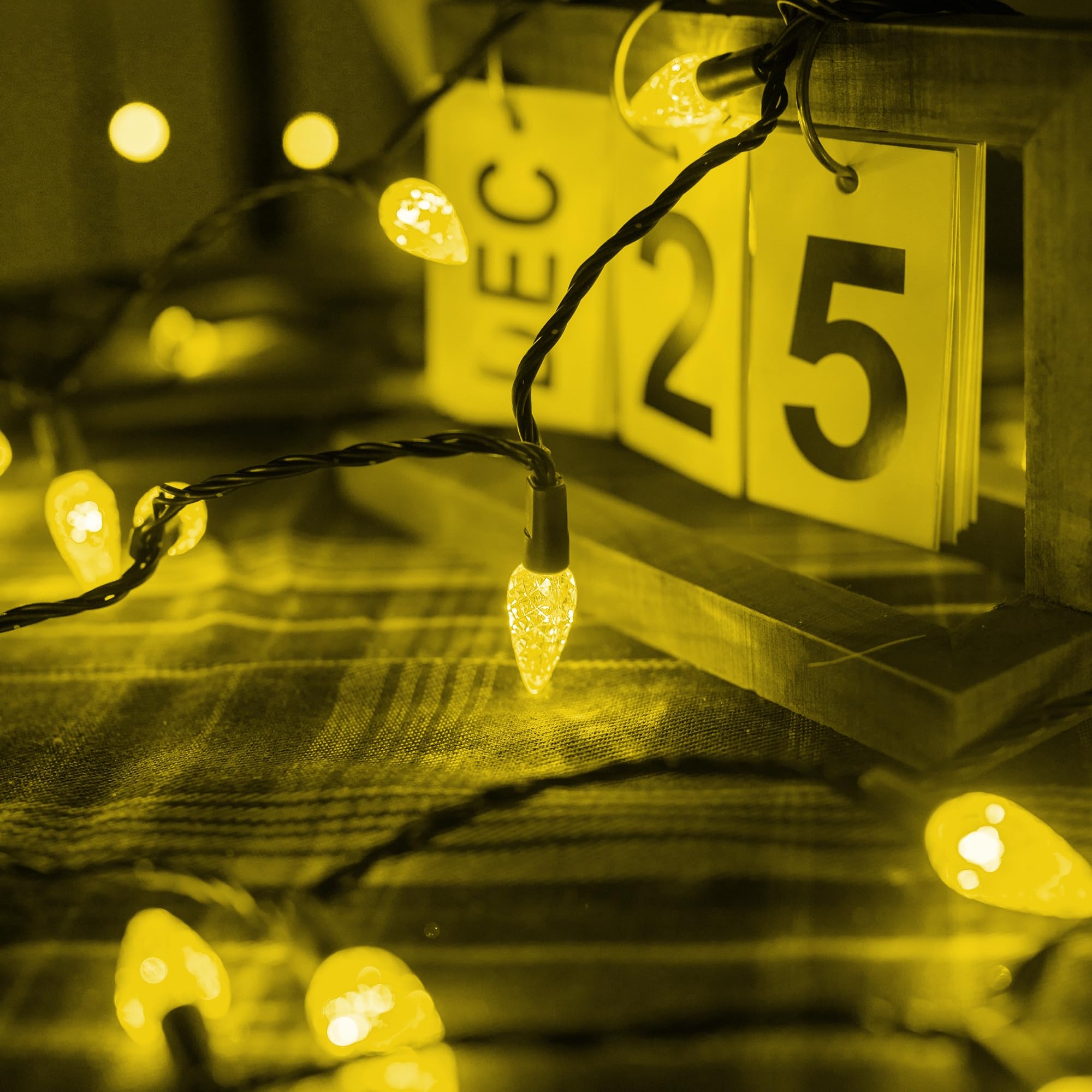 Dazzle Bright C6 Christmas String Lights, 100 Led 33 Ft Waterproof Connectable Green Wire Fairy Lights, 8 Modes Christmas Lights