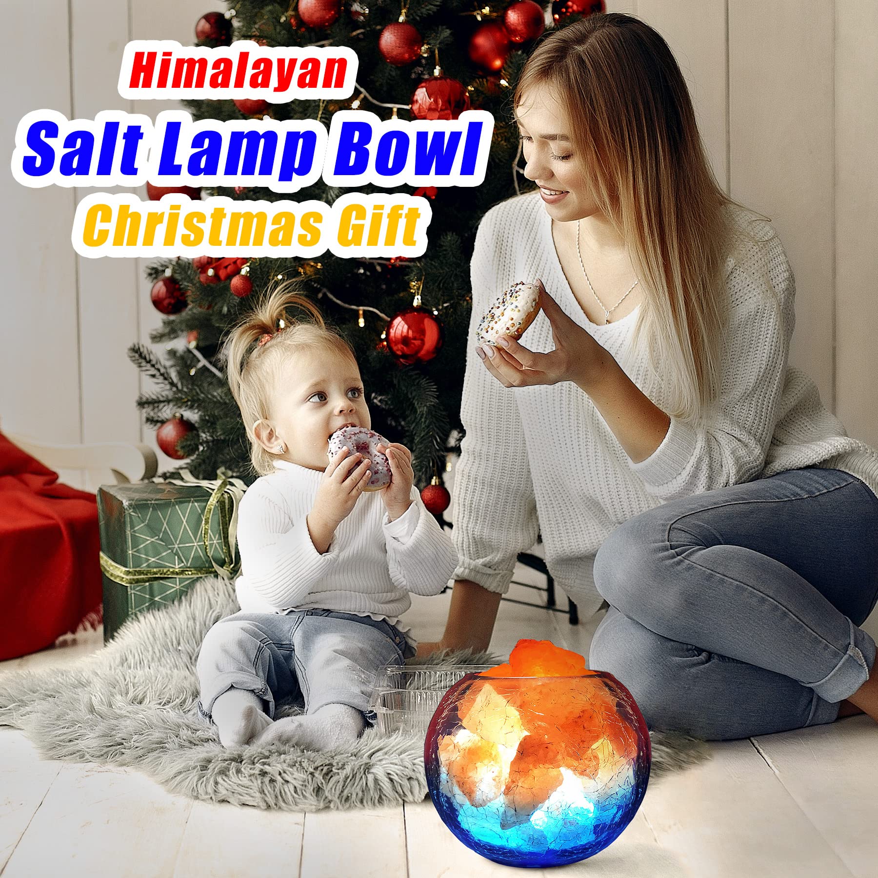 V.C.Formark Color Changing Usb Himalayan Salt Lamp - Ice Crack Design For Desk & Living Room