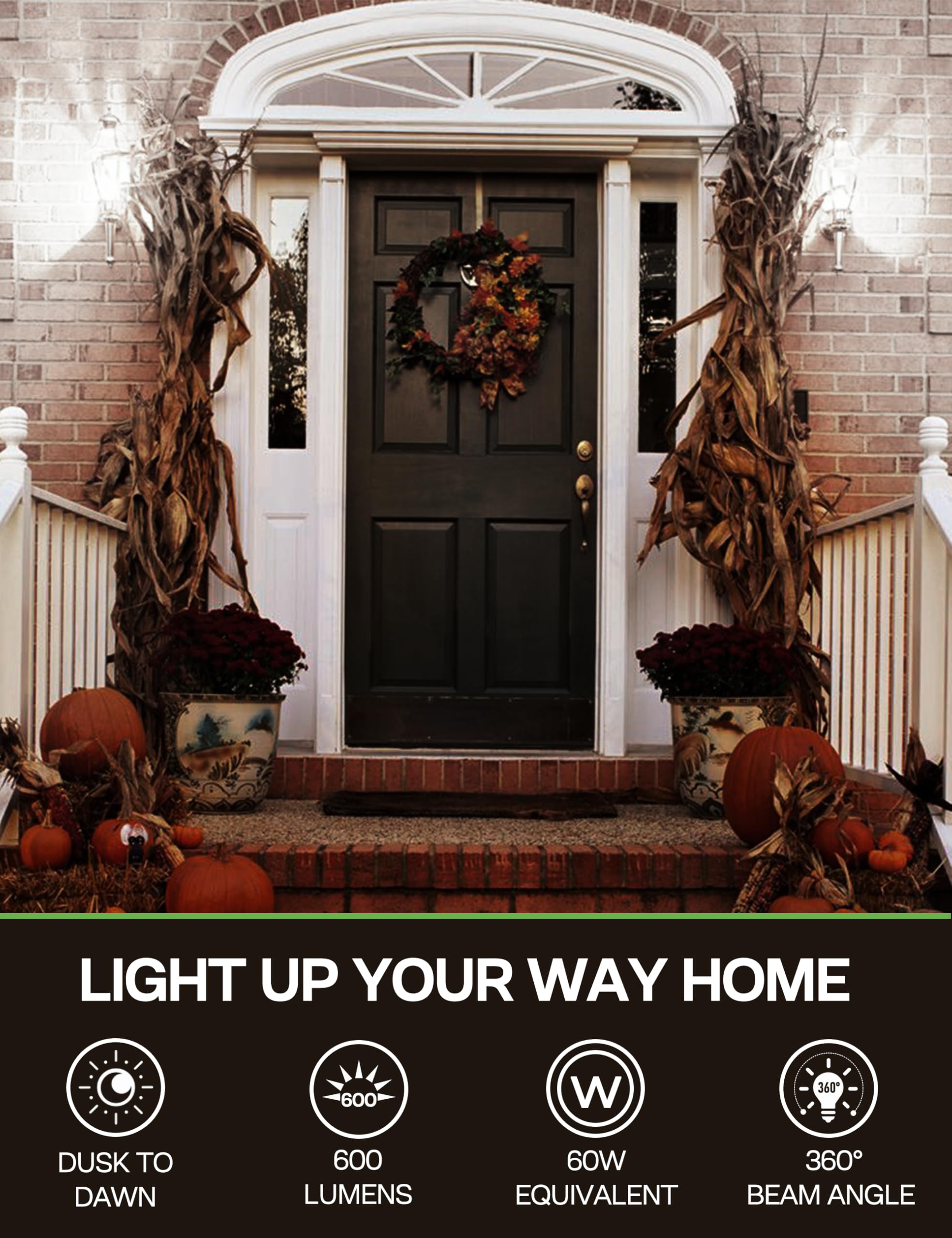 Eastiya Dusk To Dawn Light Bulbs, 6W Equivalent 60W, Cool White 5000K, E26 Base, Light Sensing, St58 Vintage Style, 600Lm, Outdo
