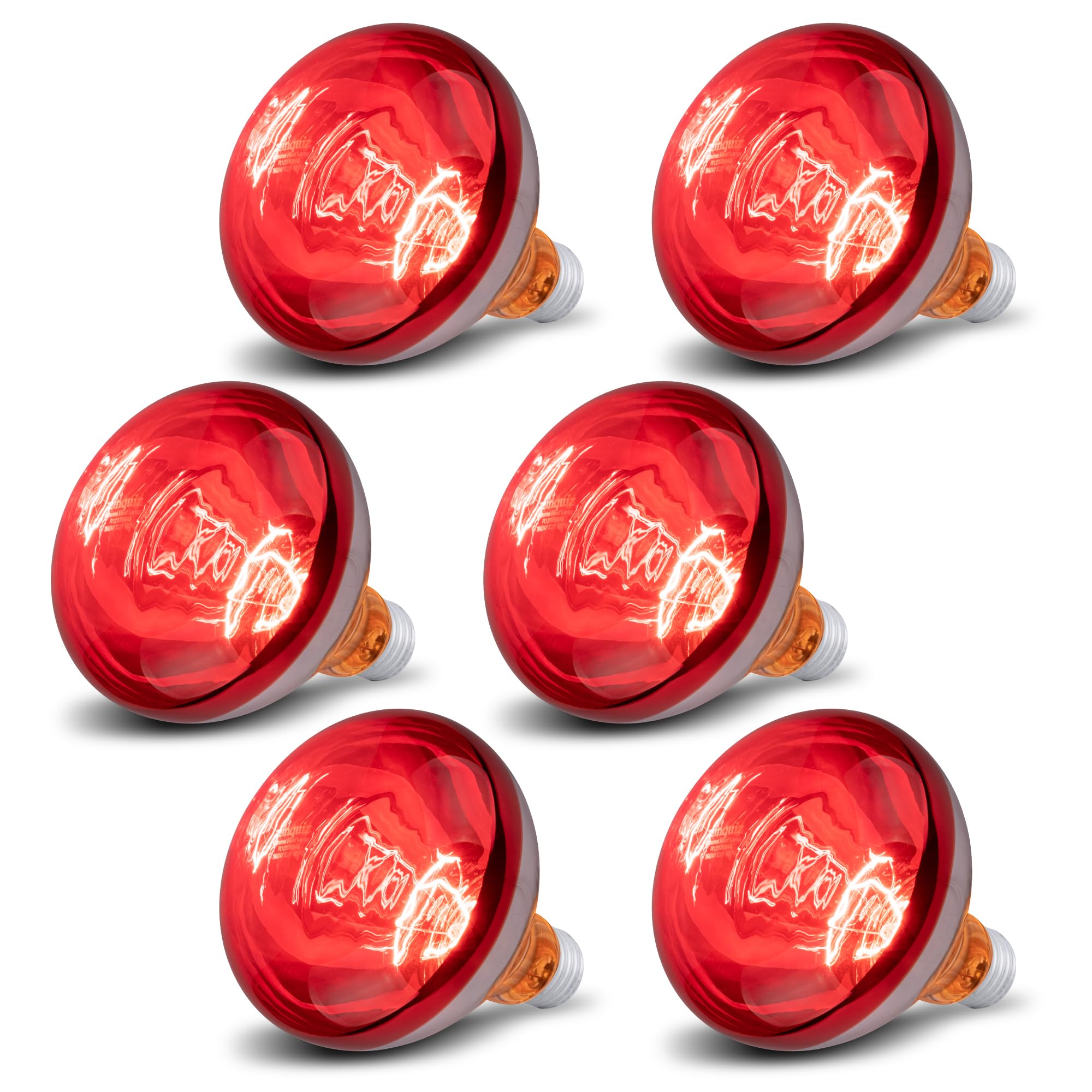 Wesome Lighting 6 Pack 250W Heat Lamp Bulbs For Chicks, R40 Brooder Heat Lamp For Chickens, Infrared Reflector Heating Bulbs, In