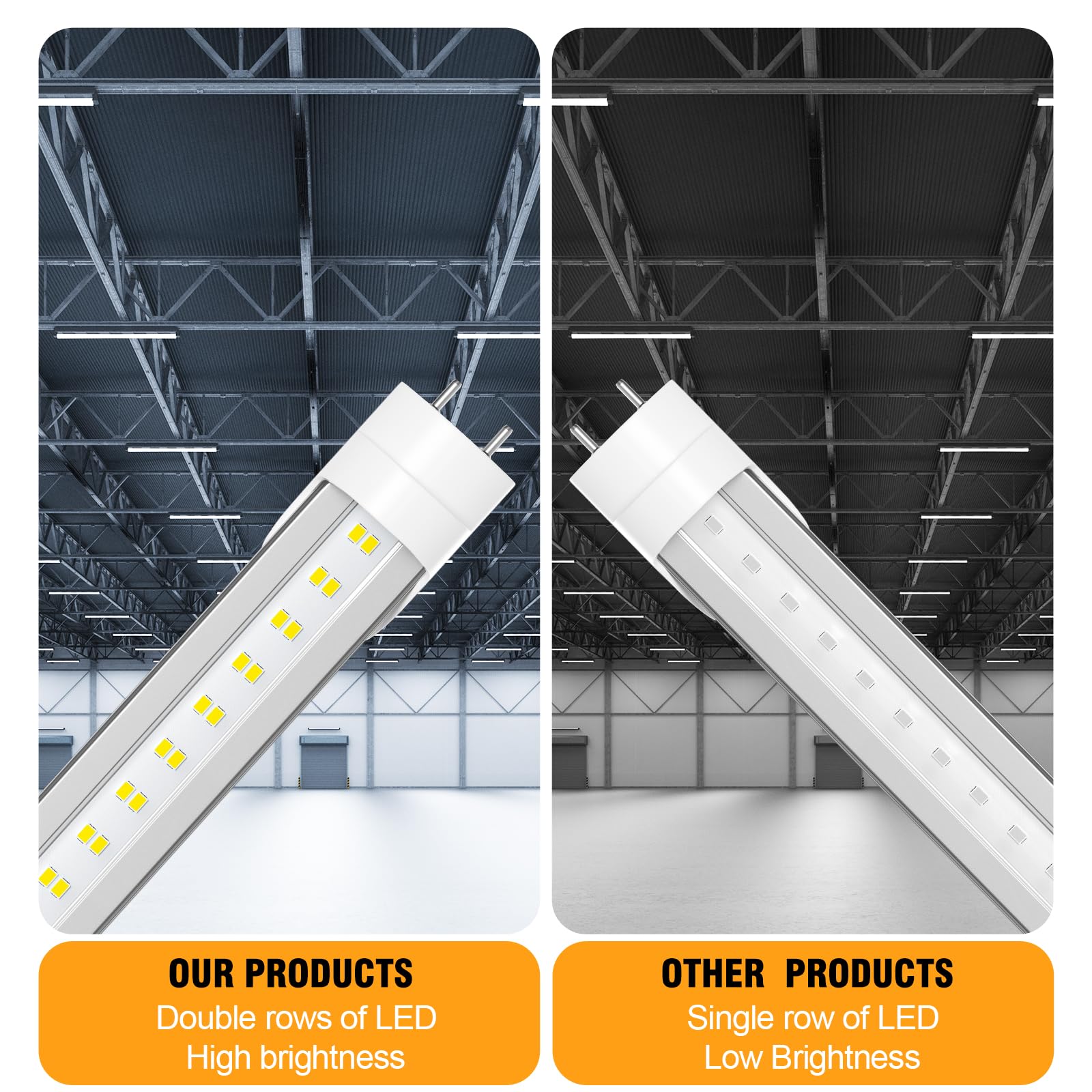 ONLYLUX T8 LED Bulbs - 4ft, 28W, 4000 Lumens, Daylight 5000K, Aluminum, 10 Pack, Ballast Bypass,