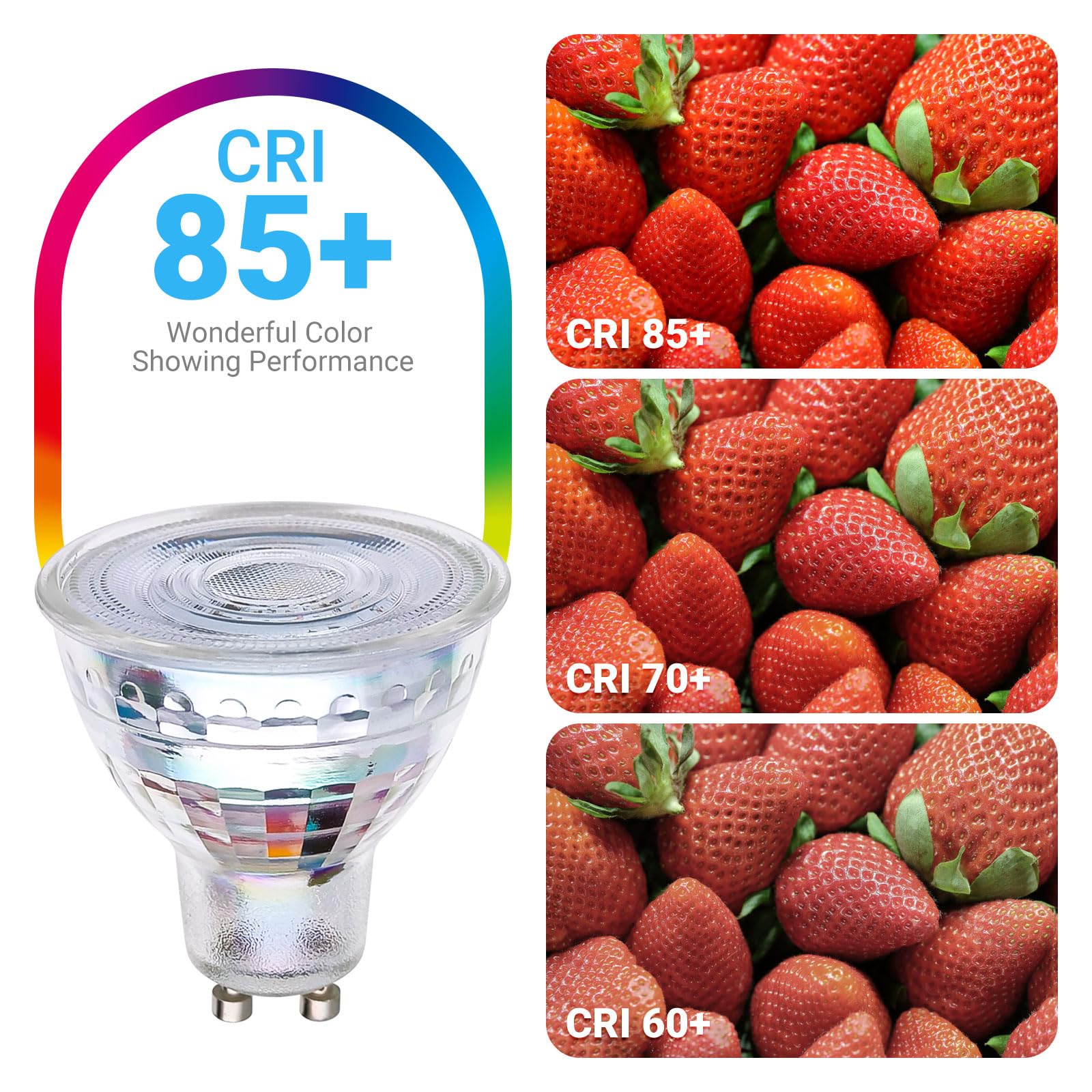 Listocasa Gu10 Led Light Bulbs,5.5W(55W Halogen Equivalent), Dimmable Spotlight Gu10 Led Bulbs, Full Glass Cover Recessed Track