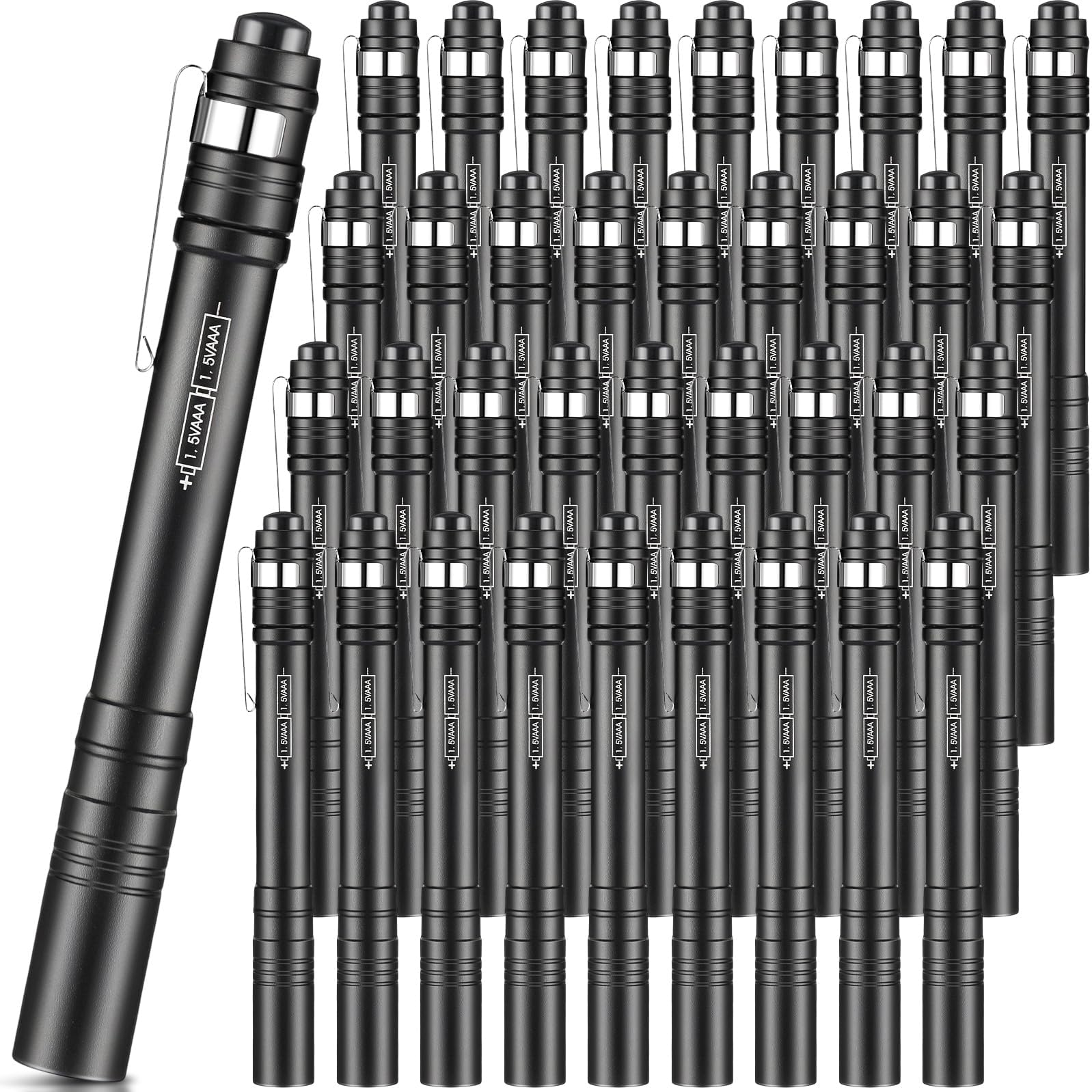 Rossesay 36 Pack Mini Pen Flashlights Bulk LED Pen Lights Aluminum Pocket Flashlights with Clips Small Handheld Torches Gifts fo