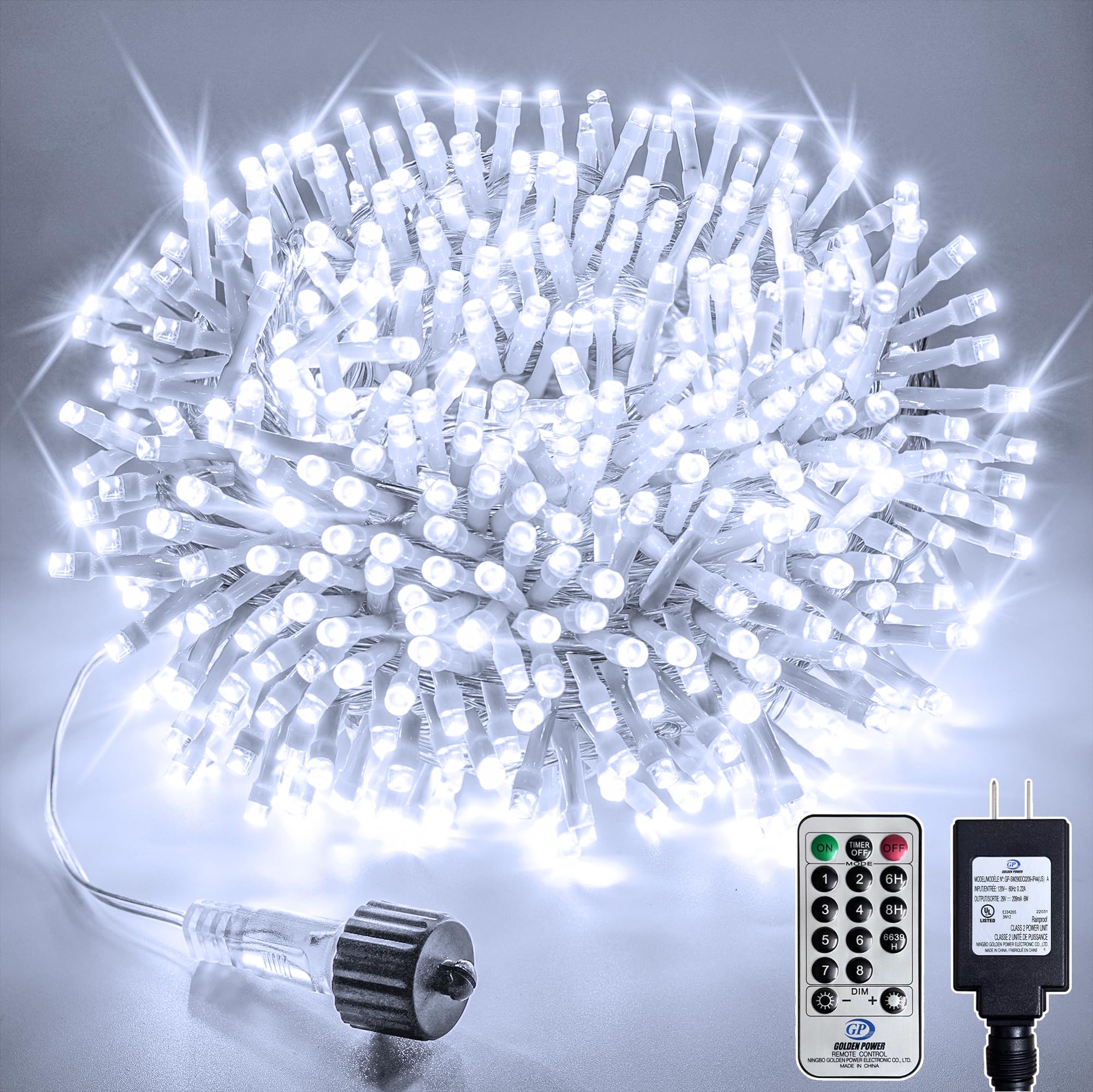Soagrc 66FT 200 LED Christmas Tree Lights, Bright Cool White Outdoor Christmas String Lights for House, Fairy Lights with 8 Mode