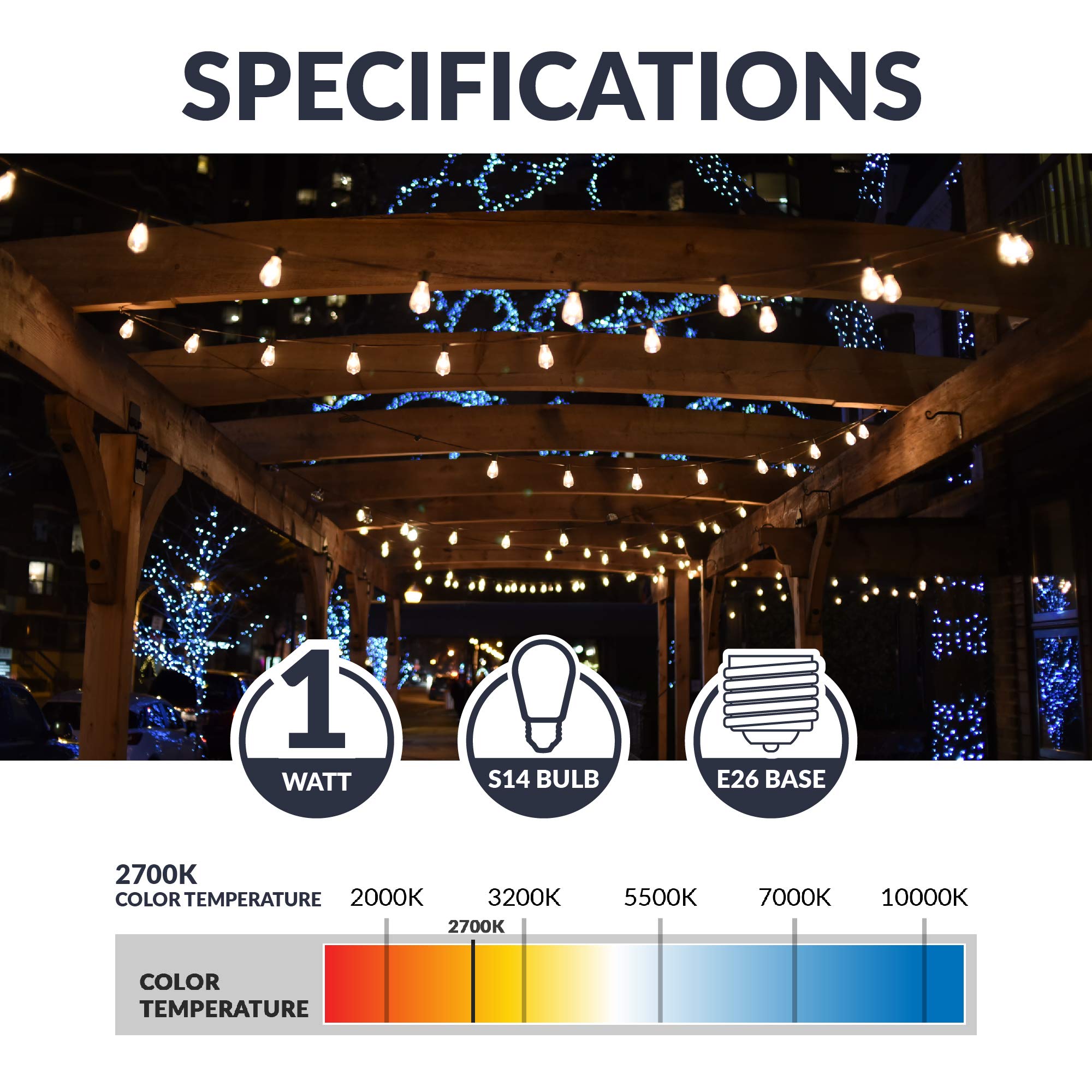 Newhouse Lighting S14 LED Replacement Bulbs, 30-Pack, Shatterproof, Warm White 2700K, E26 Base, Model S14LED30P