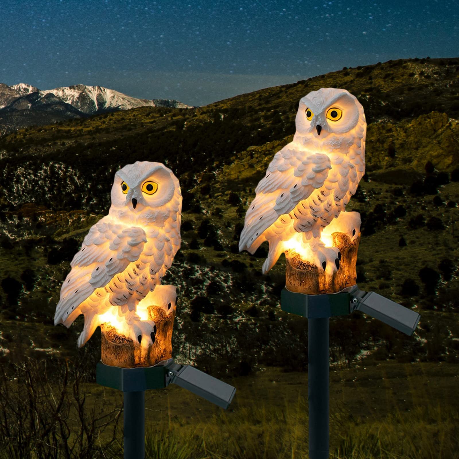 Double 2 C Solar Garden Light Outdoor, Owl Solar Garden Stake Light, Waterproof Warm White Led Light For Garden, Patio, Yard, Lawn, Walkway Decoration (Owl)