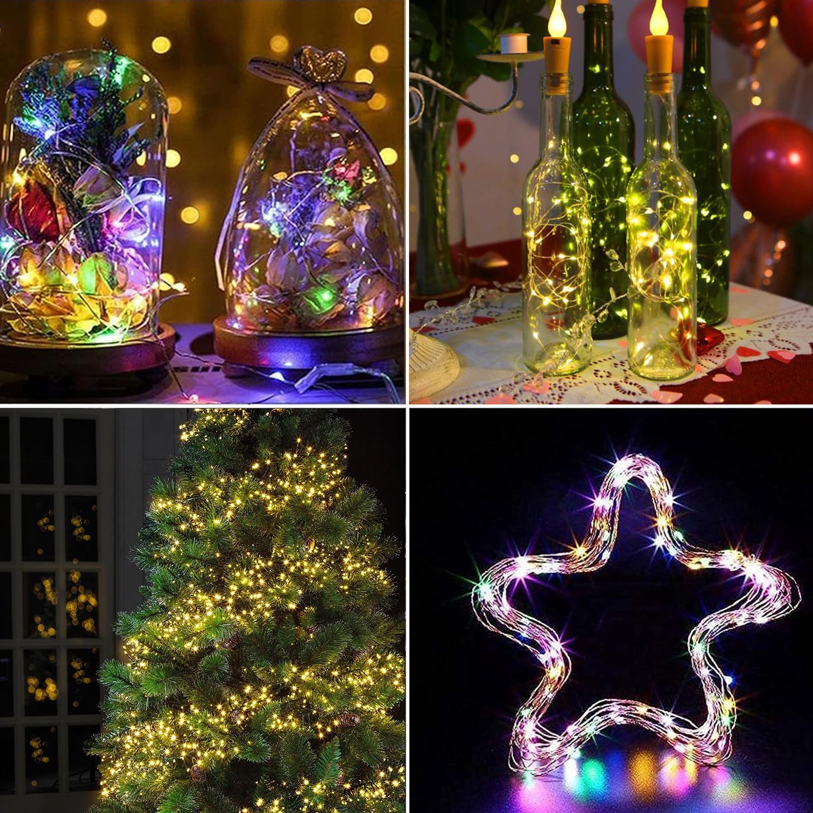 4-Pack 50 LED Fairy Lights Battery Operated with Timer, 16FT Waterproof Starry String Lights Outdoor Indoor Mini Cuttable Lights