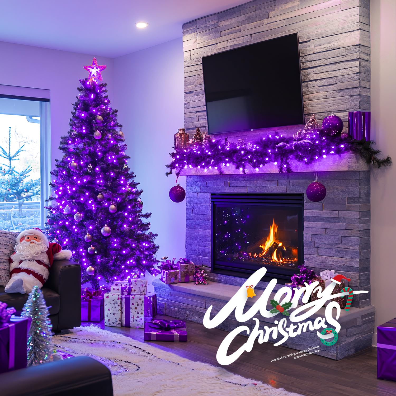 JMEXSUSS 150 LED Purple Christmas Lights: 59 Ft Purple String Lights Indoor Outdoor Waterproof - Connectable Christmas Tree Ligh