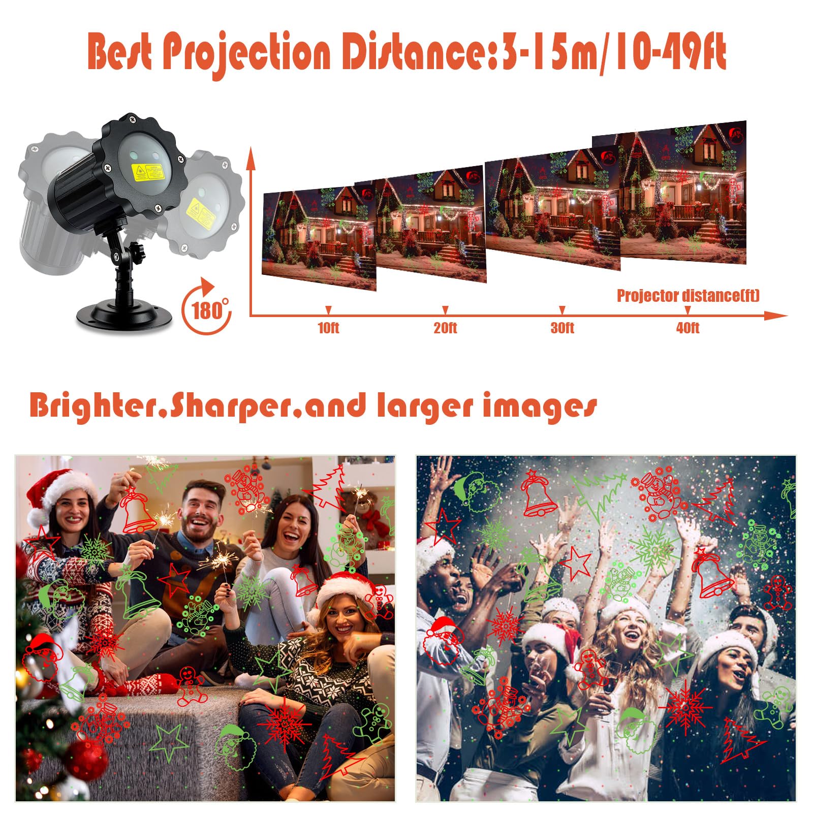 Efobo Brighter Christmas Projector Lights Outdoor, Waterproof Laser Christmas Projector With Remote, Christmas Spotlight Decorat
