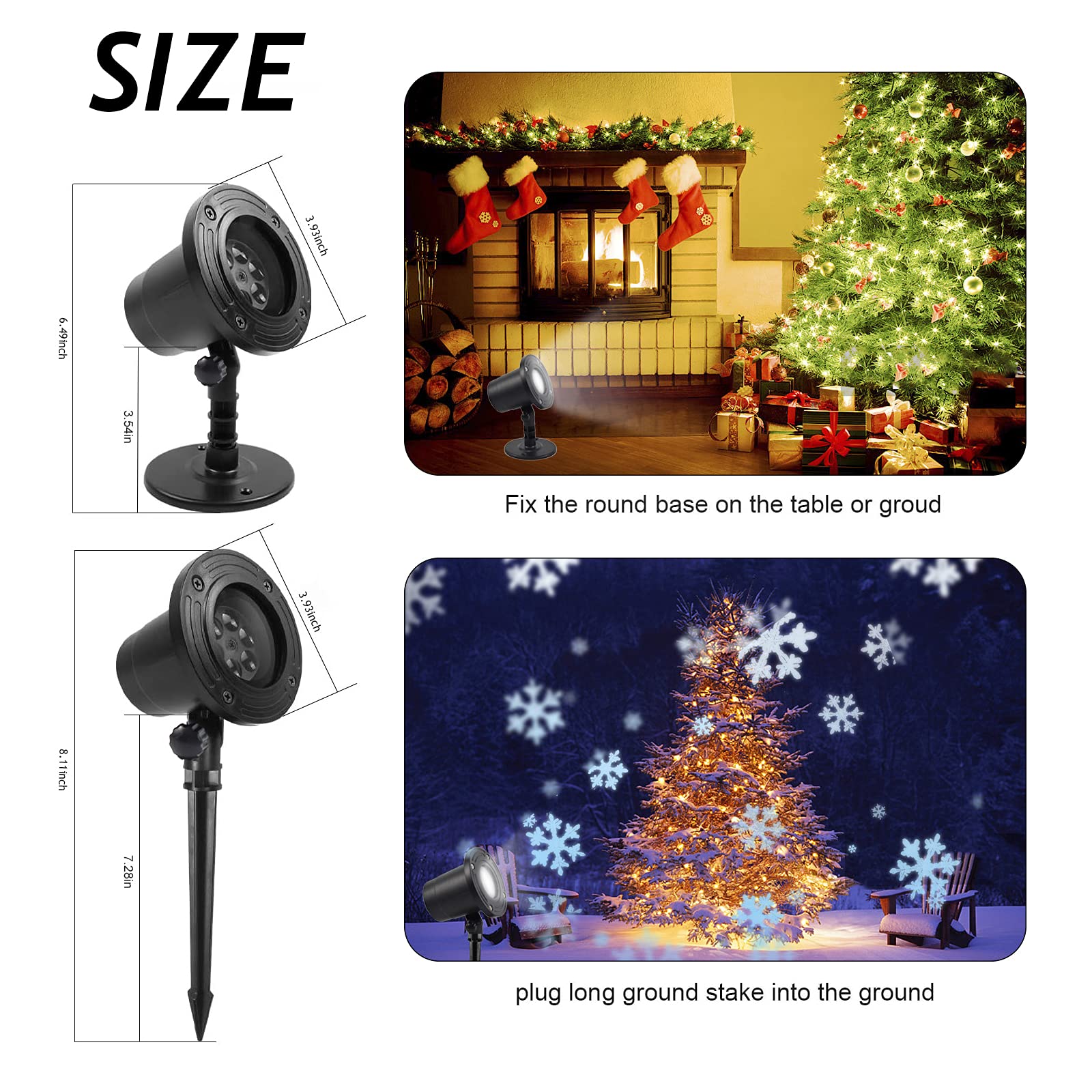 Forchic Christmas Snowflake Projector Lights, Weatherproof Led Outdoor Decorative Lighting