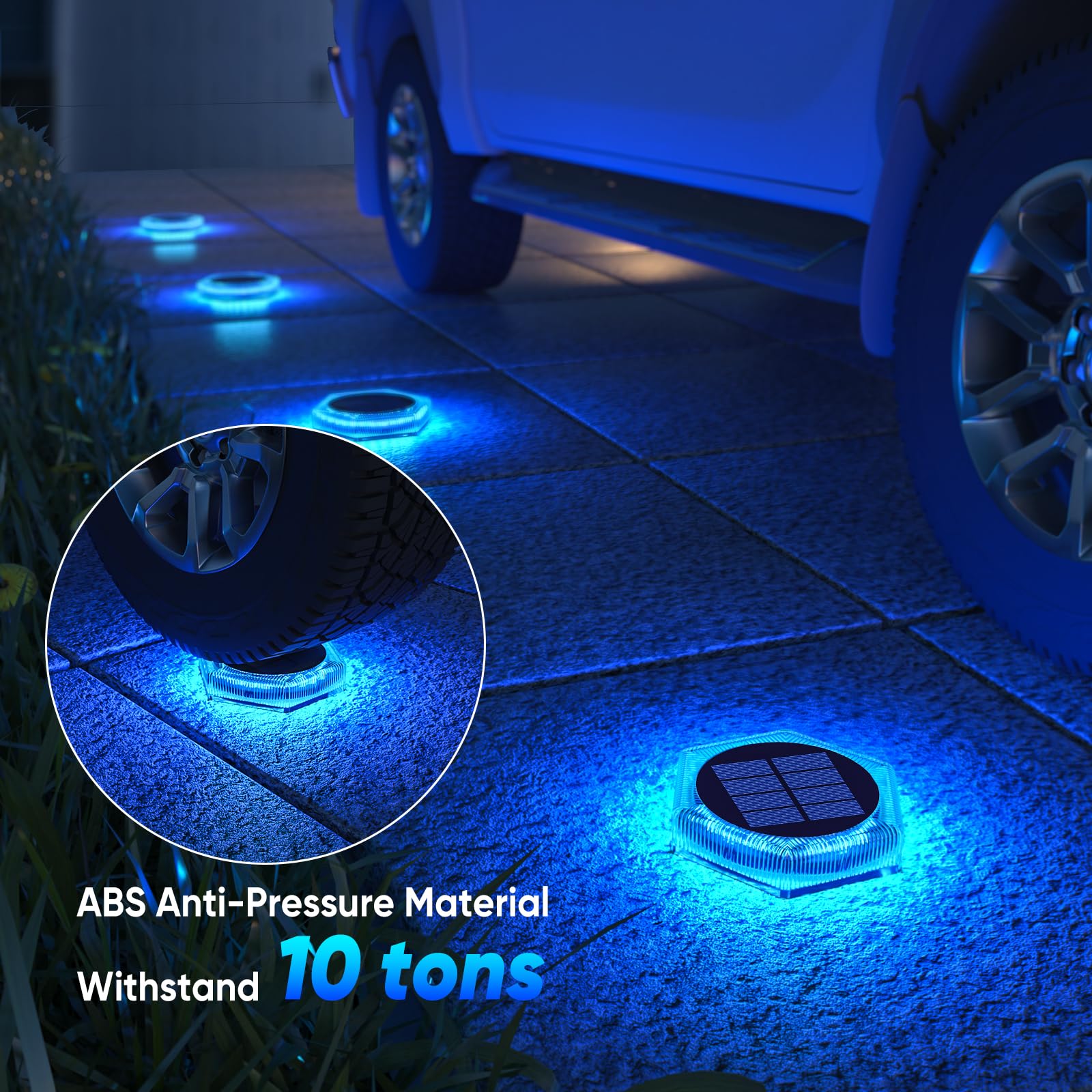 Blue Solar Deck Lights for Outside 6 Pack, Dock Lights Solar Powered Waterproof Driveway Warning for Driveway Pathway Boat Dock