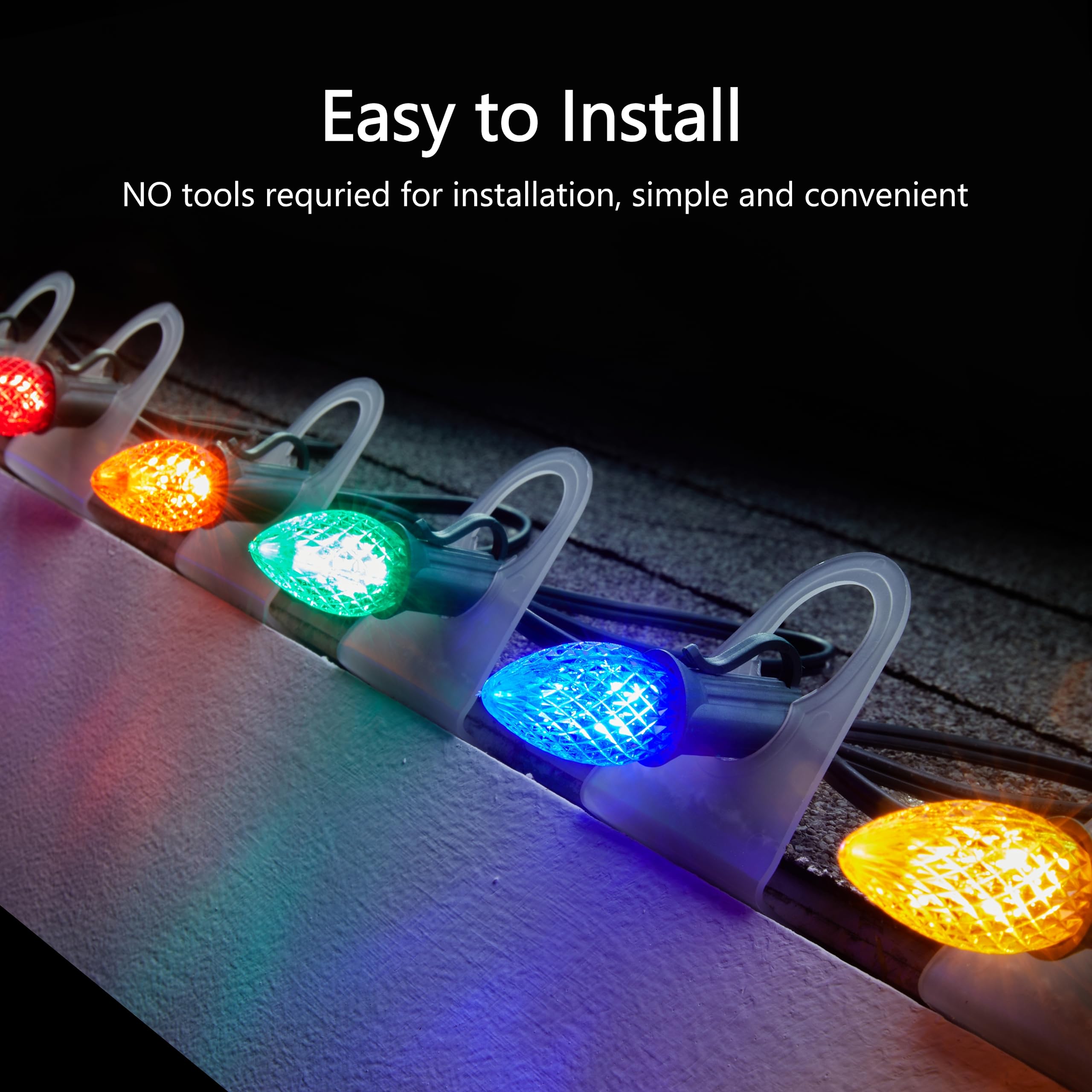 Minetom Shingle Tab Light Clips for C7 C9 Christmas Lights, 200 Pack, Outdoor Use, Model 7-shape-clip